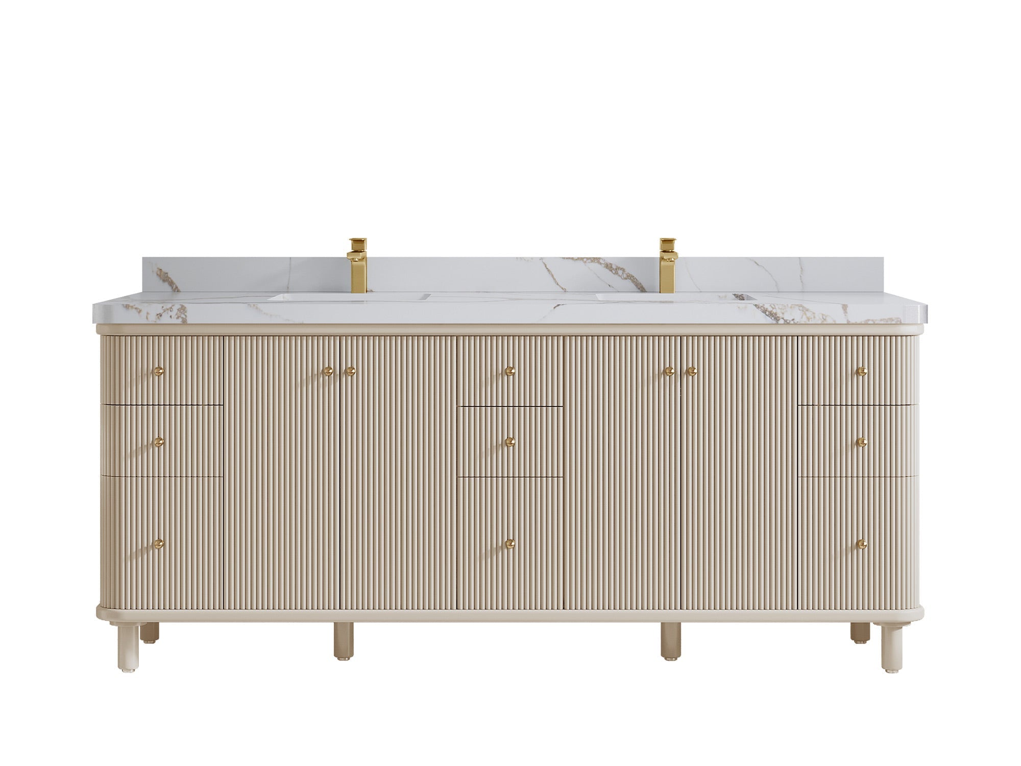 Miami 80 in. W x 22 in. D Fluted Double Sink Bathroom Vanity - Willow Bath and Vanity