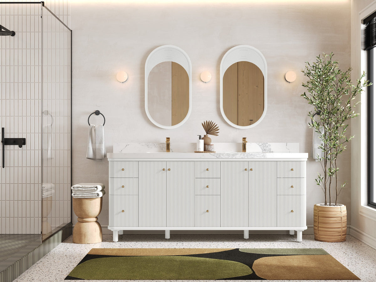 Miami 80 in. W x 22 in. D Fluted Double Sink Bathroom Vanity - Willow Bath and Vanity