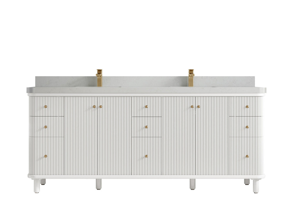 Miami 80 in. W x 22 in. D Fluted Double Sink Bathroom Vanity - Willow Bath and Vanity