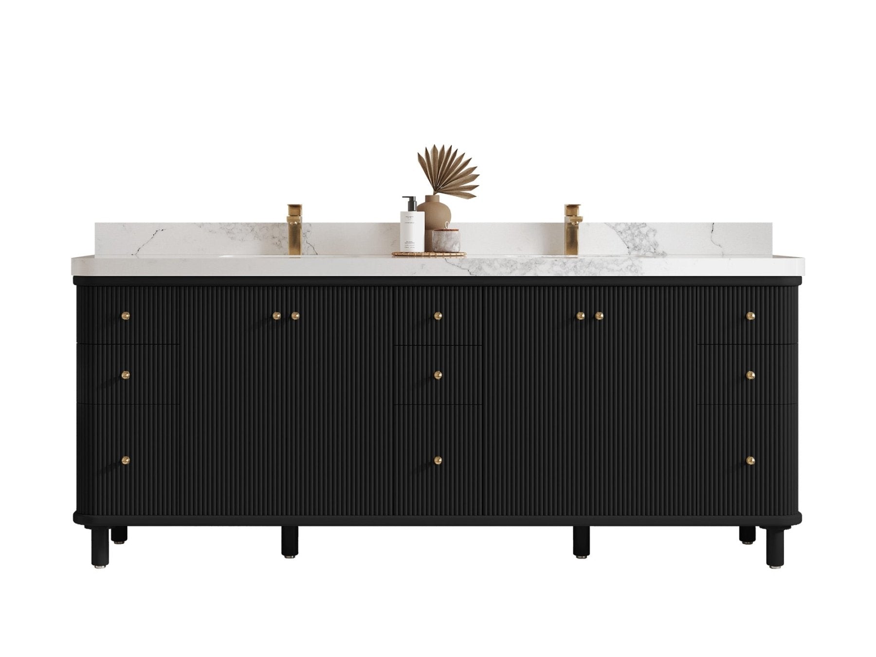 Miami 84 in. W x 22 in. D Double Sink Bathroom Vanity in Black with Countertop - Clear View