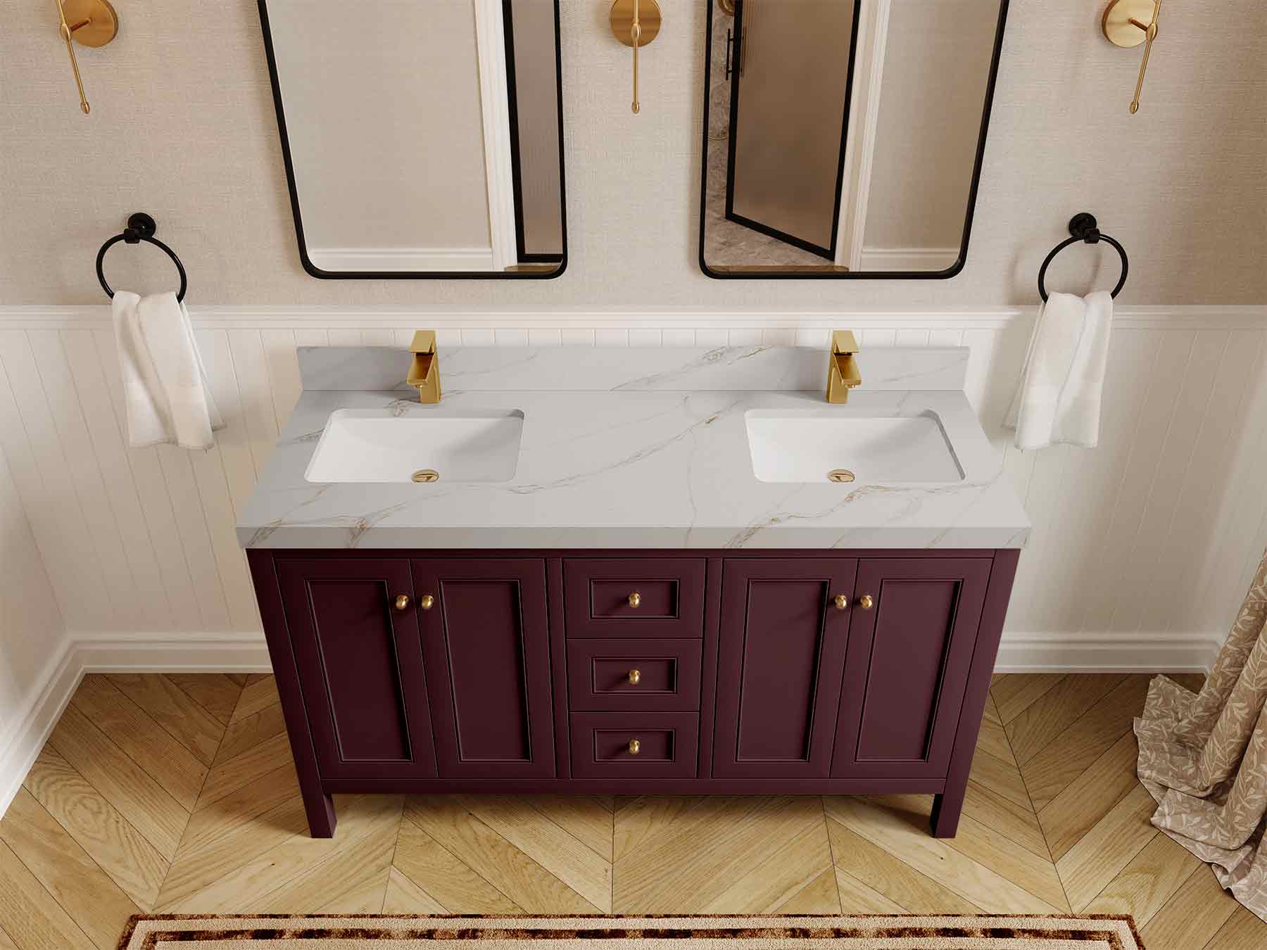 Nashville 60 in. W x 22 in. D Double Sink Bathroom Vanity - Willow Bath and Vanity