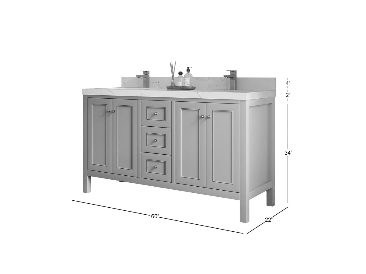 Nashville 60 in. W x 22 in. D Double Sink Bathroom Vanity - Willow Bath and Vanity