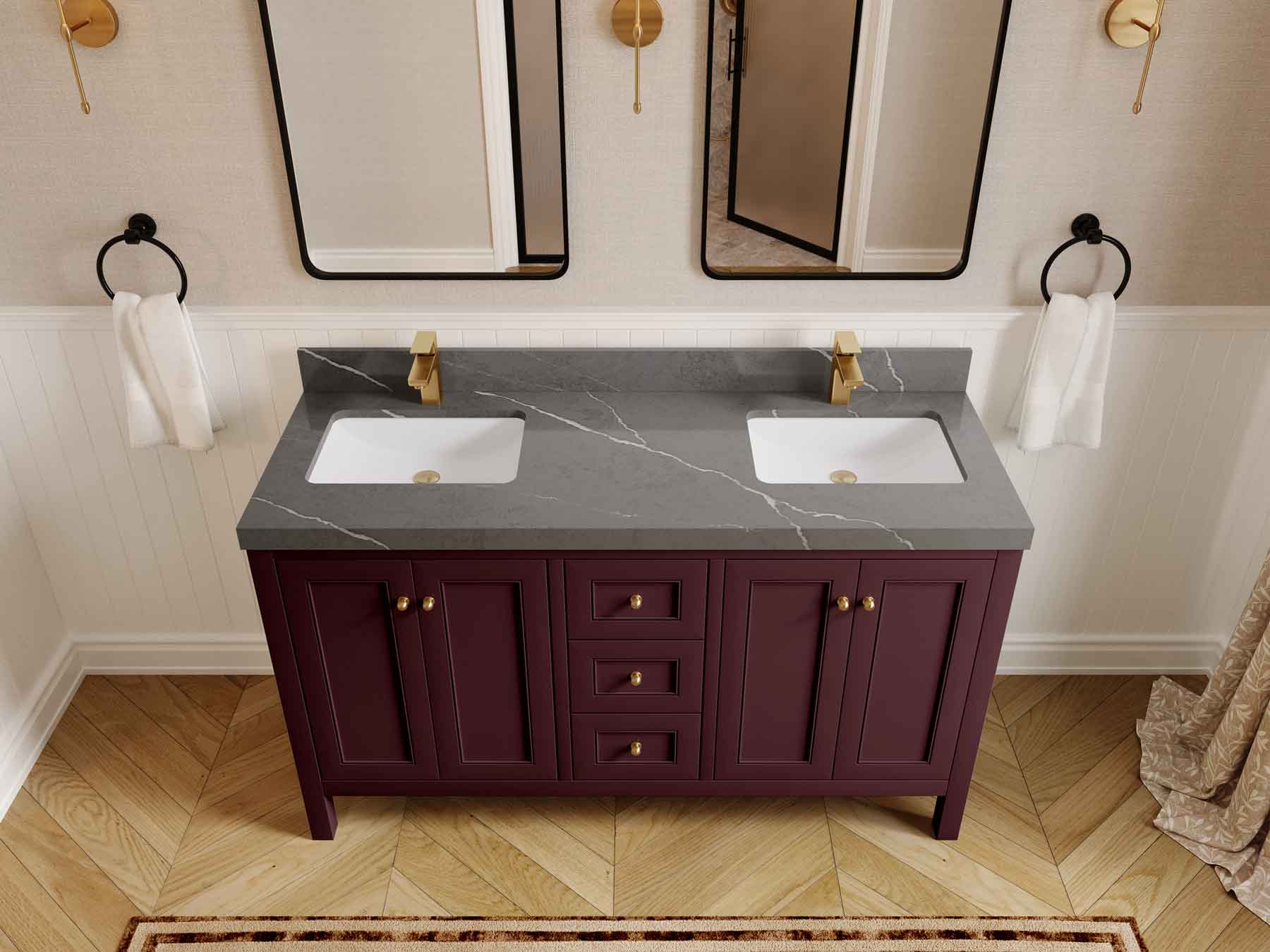 Nashville 60 in. W x 22 in. D Double Sink Bathroom Vanity - Willow Bath and Vanity