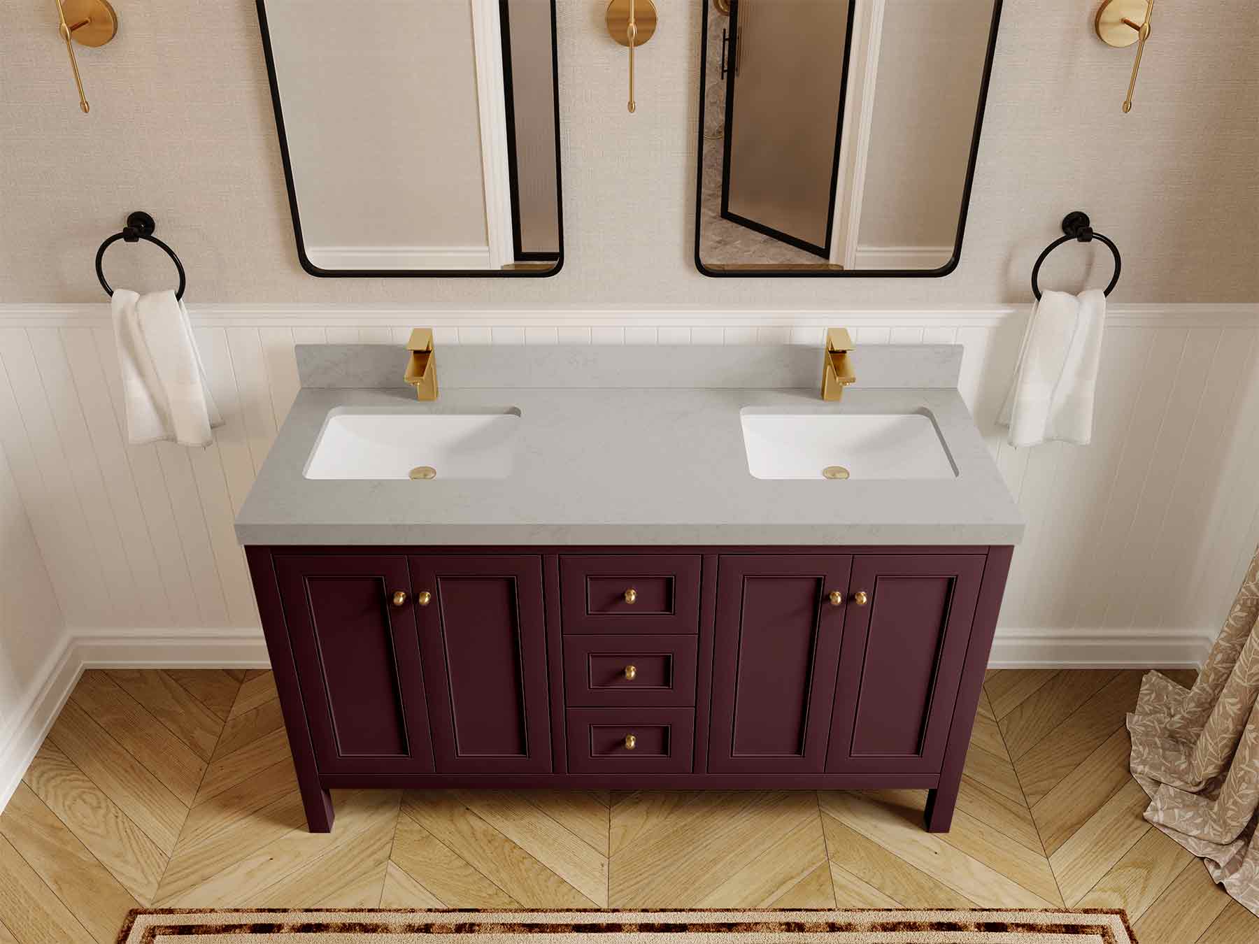 Nashville 60 in. W x 22 in. D Double Sink Bathroom Vanity - Willow Bath and Vanity