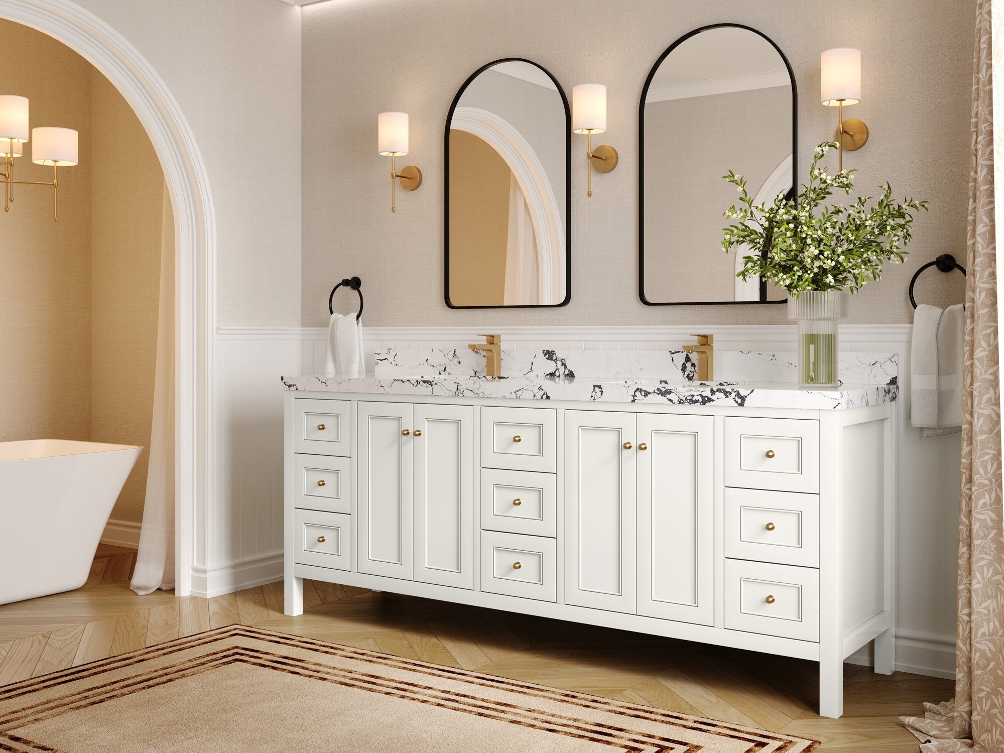 Nashville 84 in W x 22 in D Double Sink Bathroom Vanity - Willow Bath and Vanity