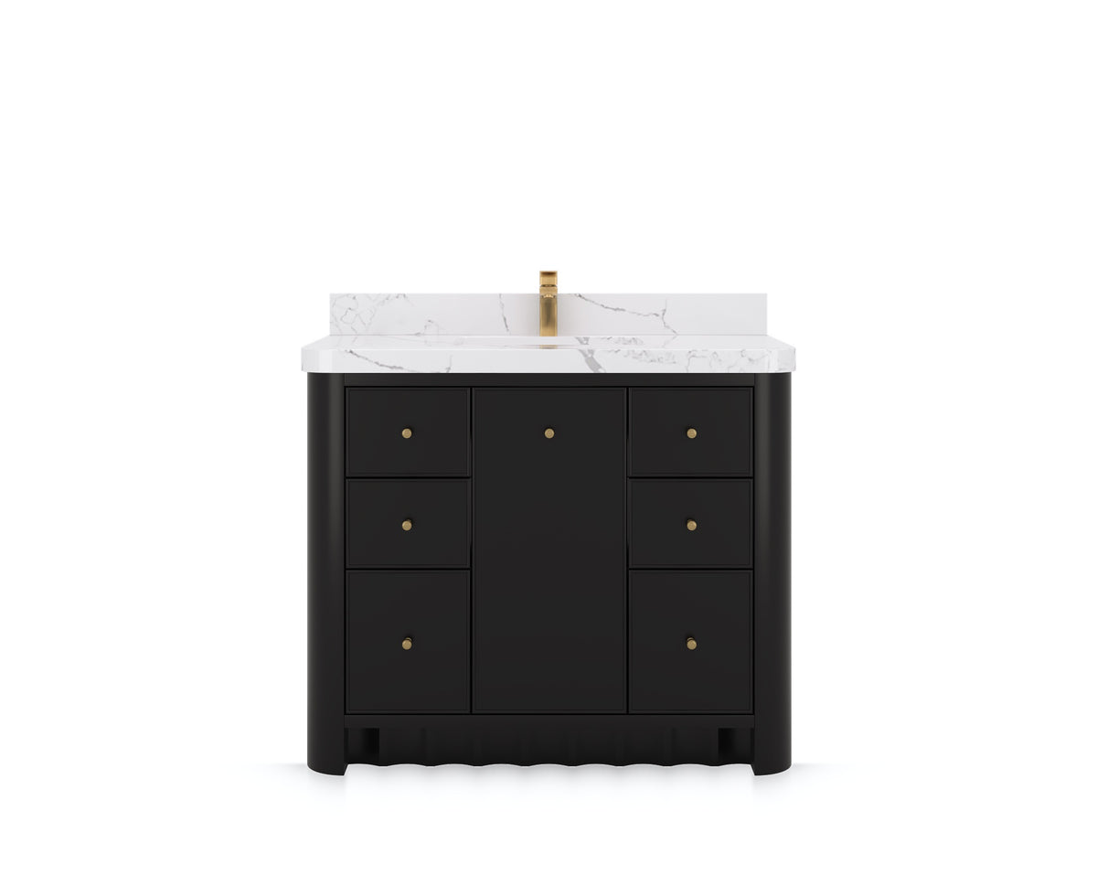 Orlando 42 in. single sink bathroom vanity in Black, front view on a white background