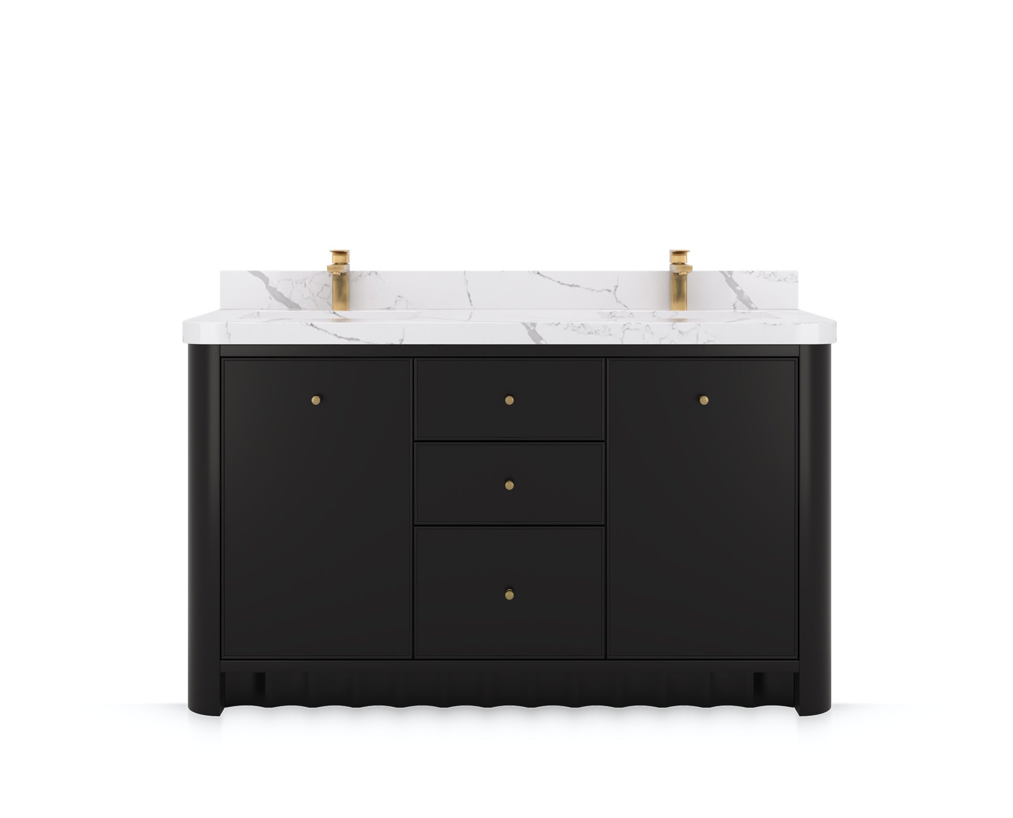 Orlando 60 in. double sink bathroom vanity in Black, front view on a white background