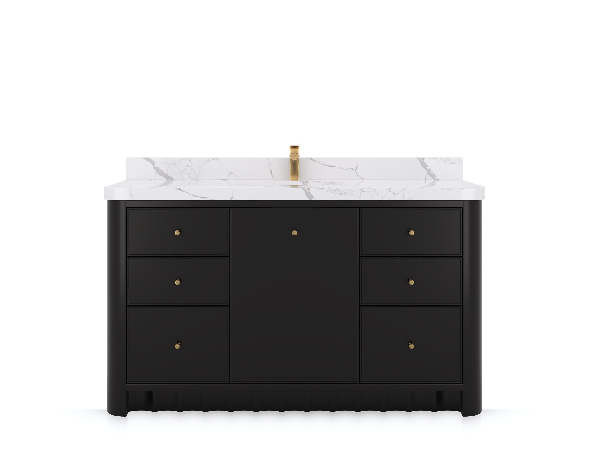 Orlando 60 in. single sink bathroom vanity in Black, front view on a white background