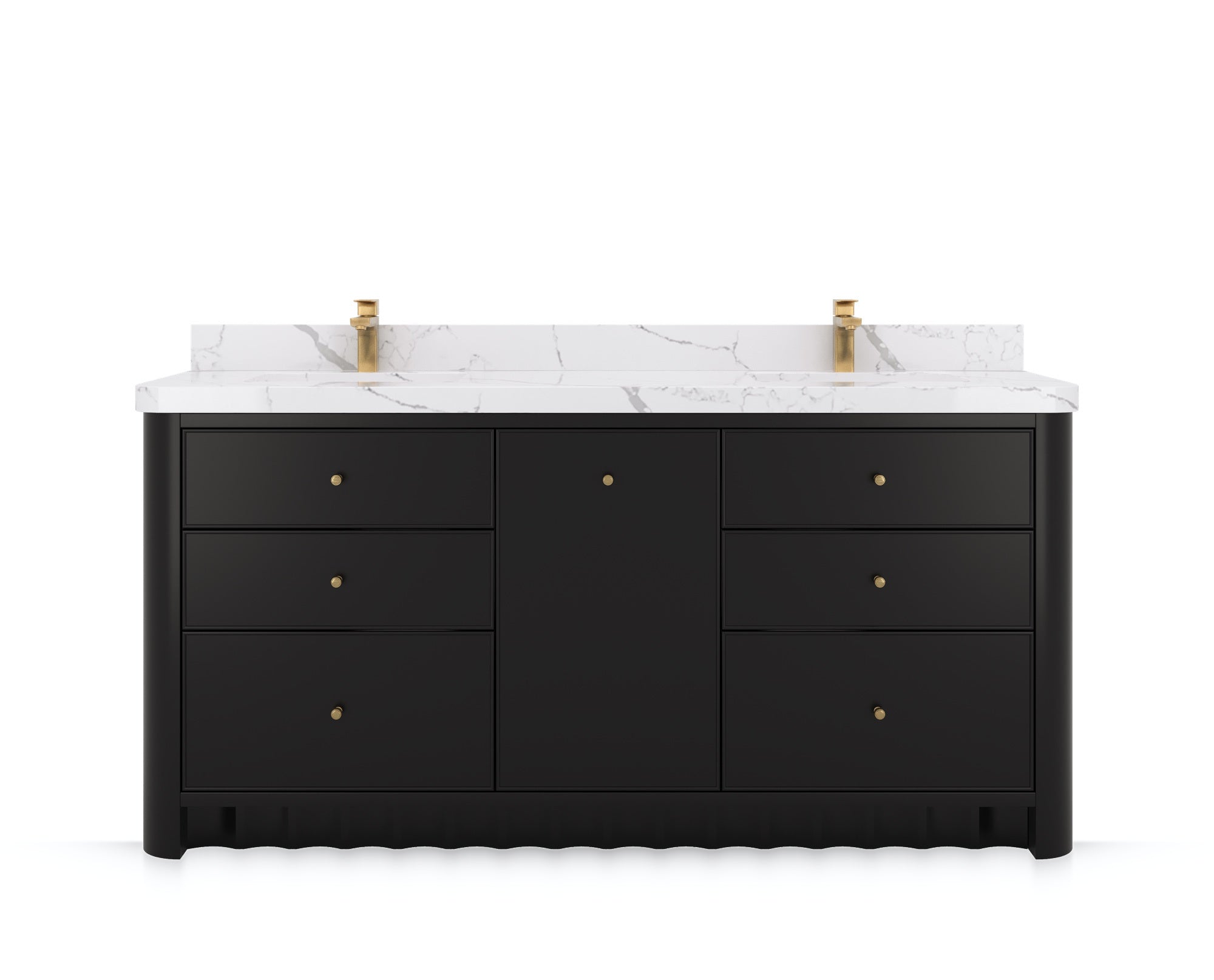 Orlando 72 in. double sink bathroom vanity in Black, front view on a white background