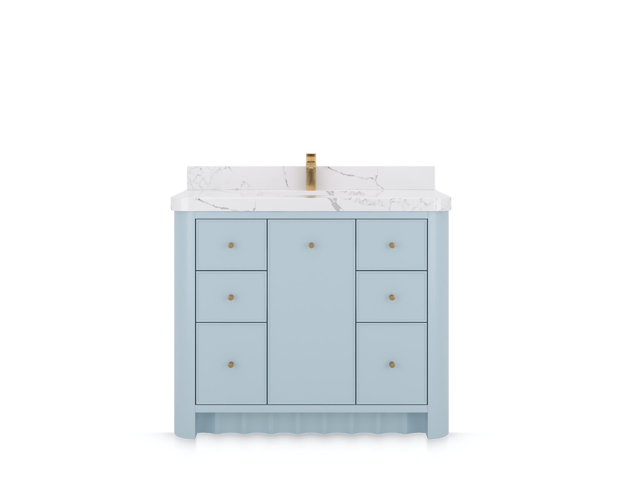 Orlando 42 in. single sink bathroom vanity in Blue Heather, front view on a white background