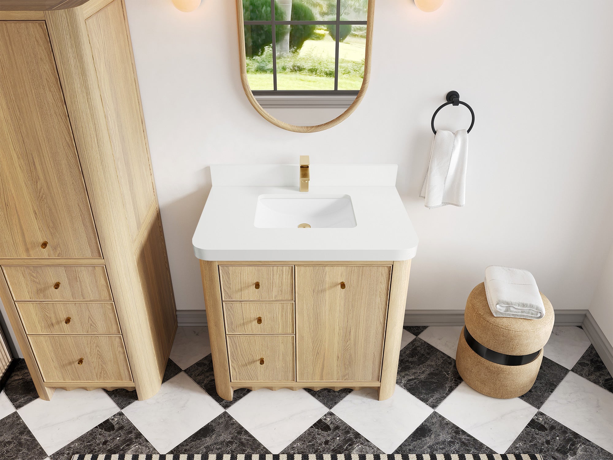 Orlando Oak 36 in. W x 22 in. D Center Sink Bathroom Vanity - Willow Bath and Vanity