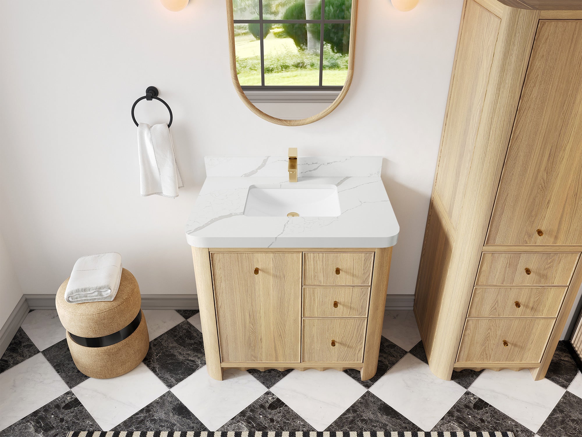 Orlando Oak 36 in. W x 22 in. D Center Sink Bathroom Vanity - Willow Bath and Vanity