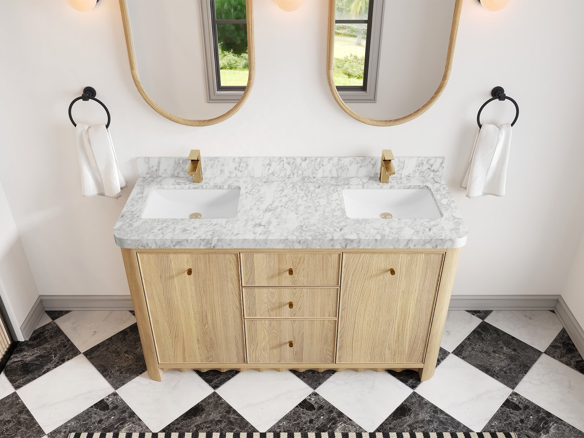 Orlando Oak 60 in. W x 22 in. D Double Sink Bathroom Vanity - Willow Bath and Vanity