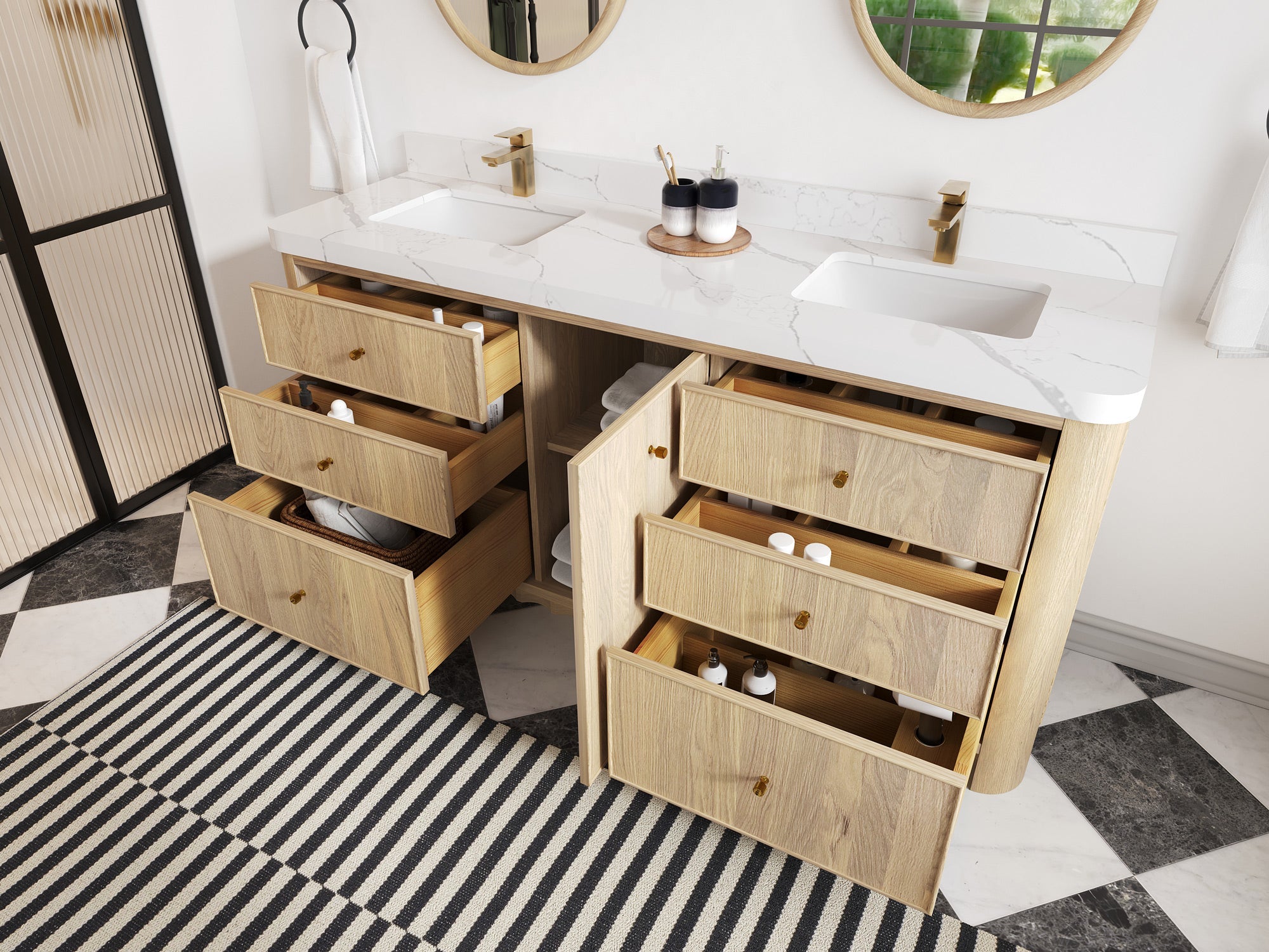 Orlando Oak 72 in. W x 22 in. D Double Sink Bathroom Vanity - Willow Bath and Vanity