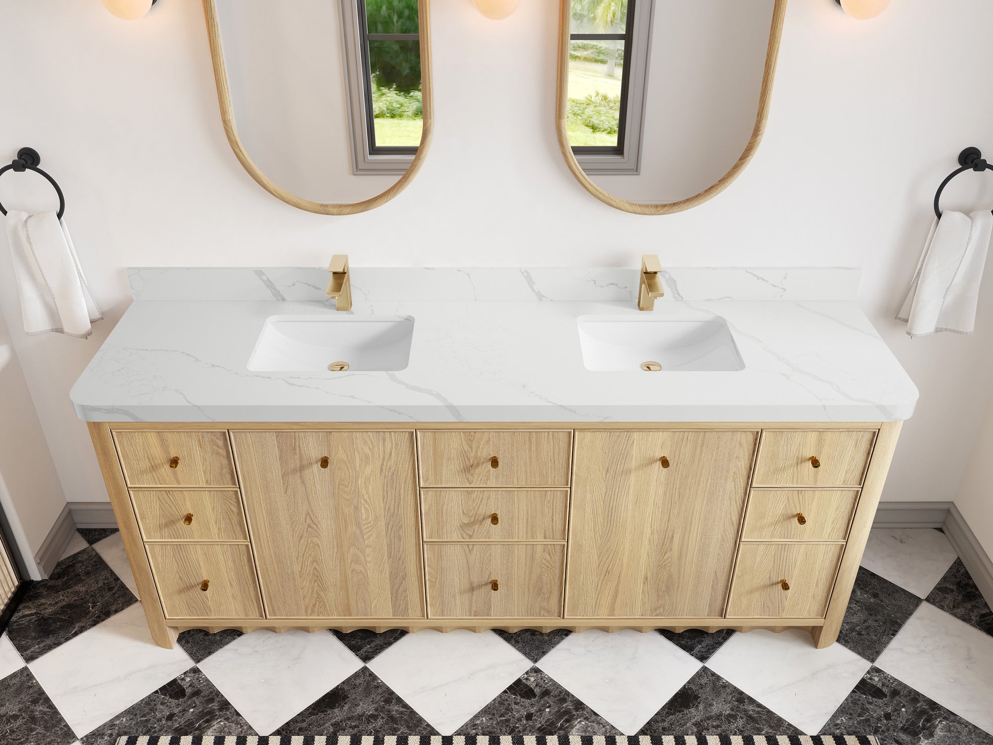 Orlando Oak 84 in. W x 22 in. D Double Sink Bathroom Vanity - Willow Bath and Vanity