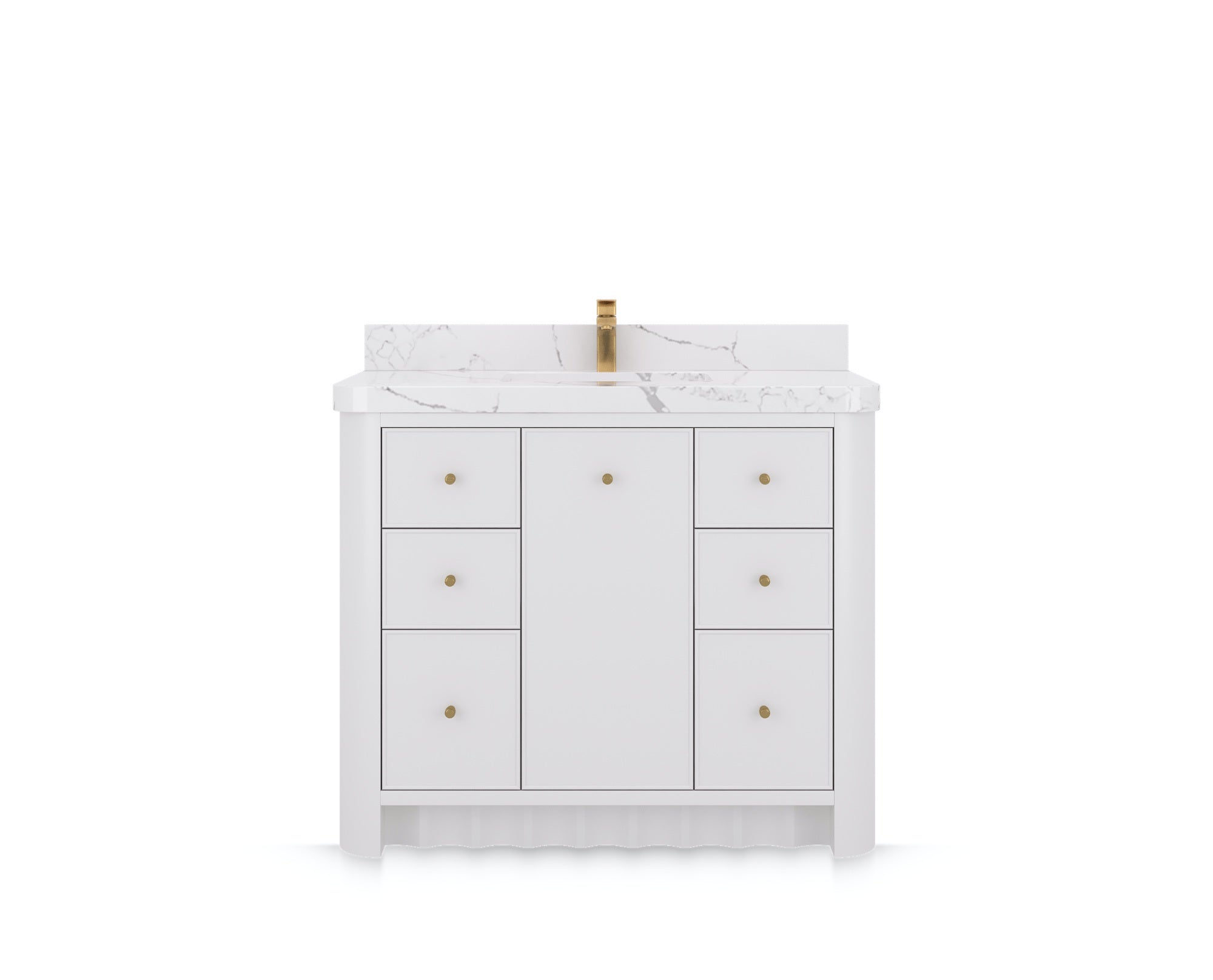 Orlando 42 in. single sink bathroom vanity in White, front view on a white background