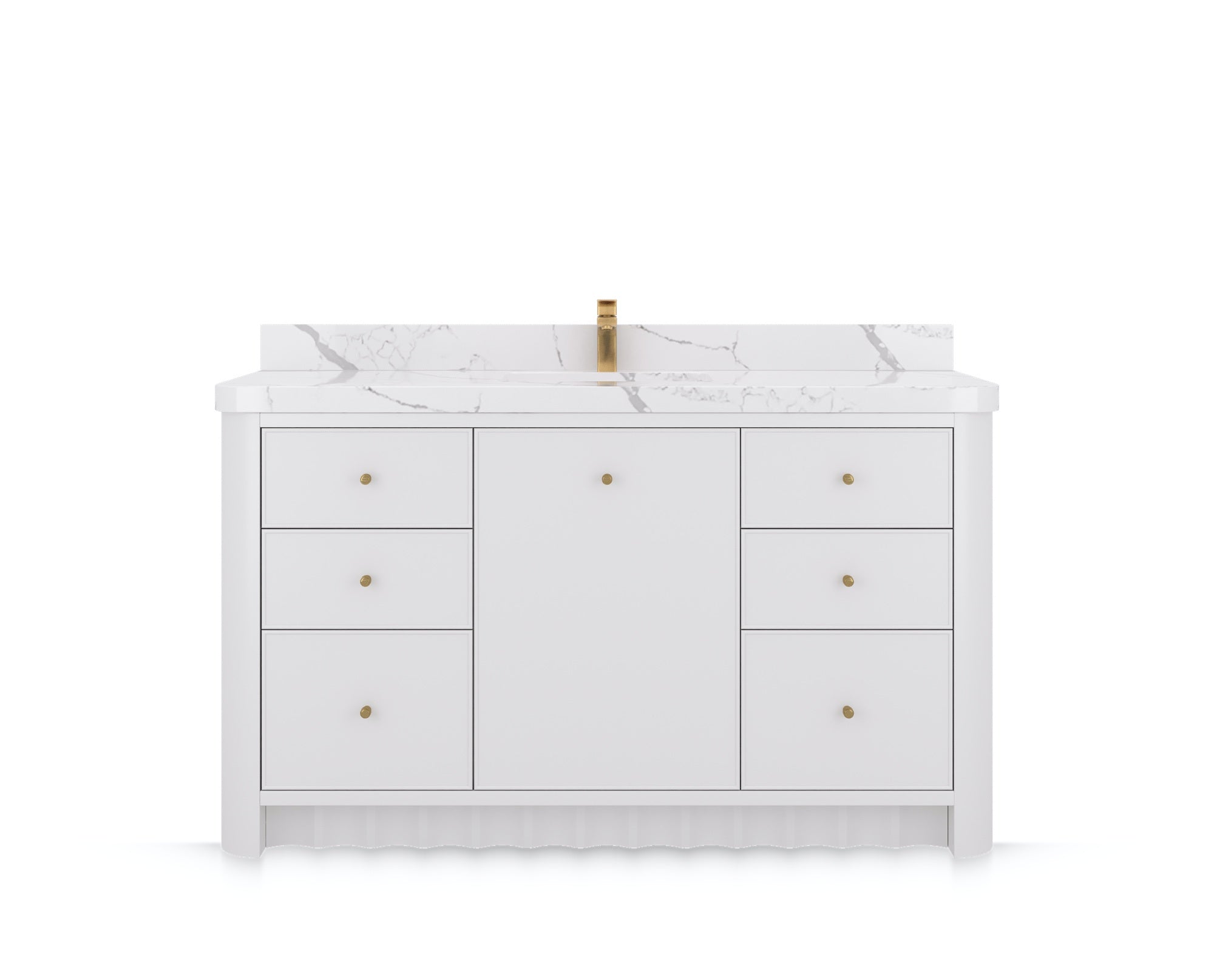 Orlando 60 in. single sink bathroom vanity in White, front view on a white background