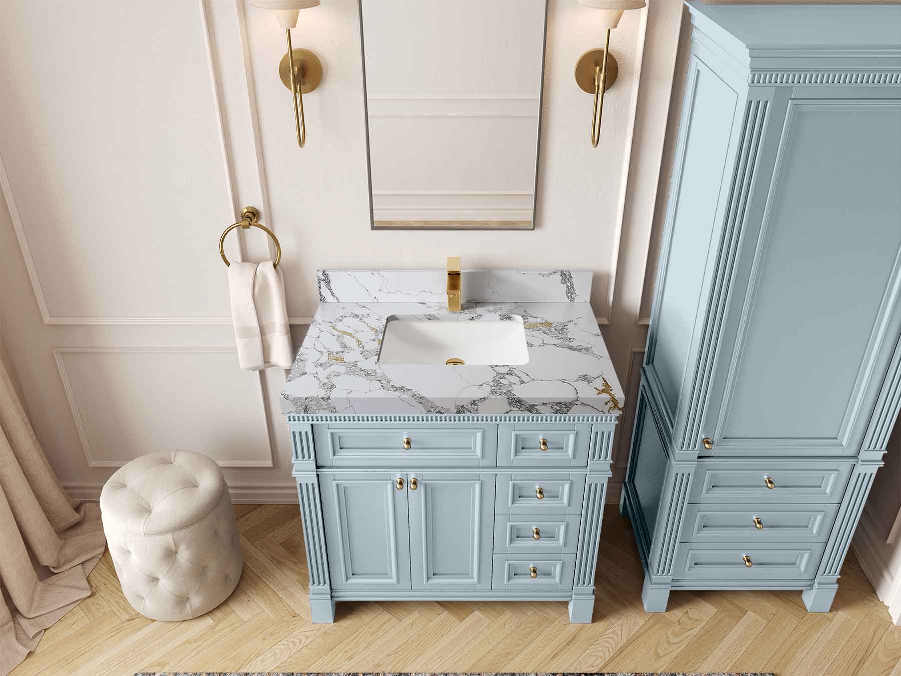 Paris 36 in. W x 22 in. D Bathroom Vanity with Center Sink - Willow Bath and Vanity