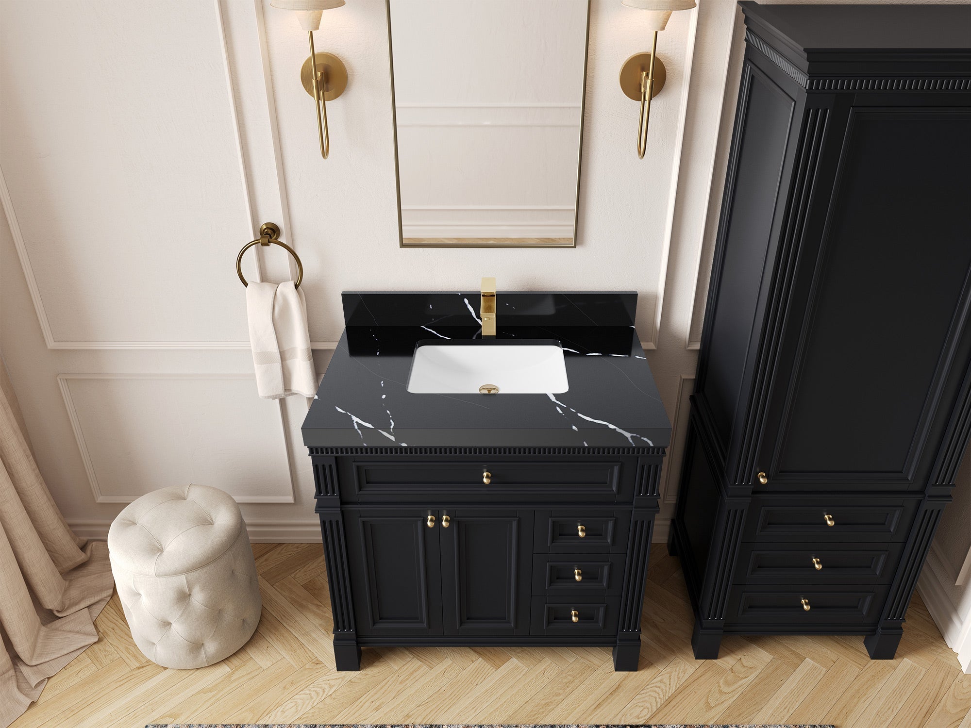 Paris 36 in. W x 22 in. D Center Sink Bathroom Vanity - Willow Bath and Vanity