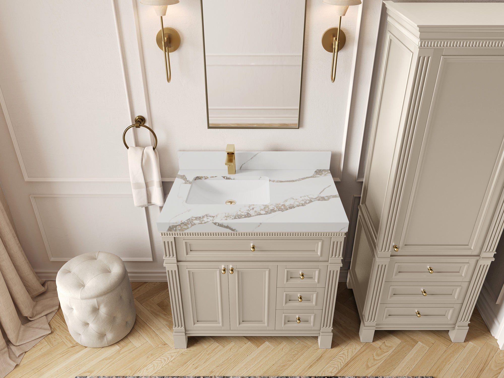 Paris 36 in. W x 22 in. D Left Offset Sink Bathroom Vanity - Willow Bath and Vanity