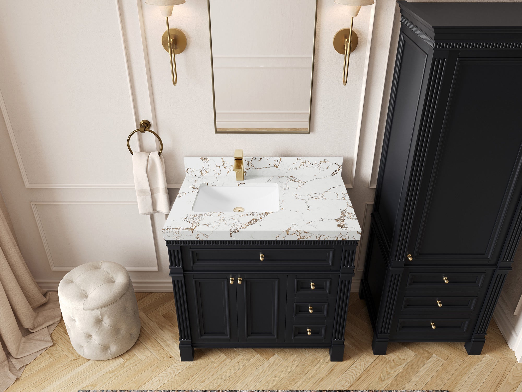Paris 36 in. W x 22 in. D Left Offset Sink Bathroom Vanity - Willow Bath and Vanity