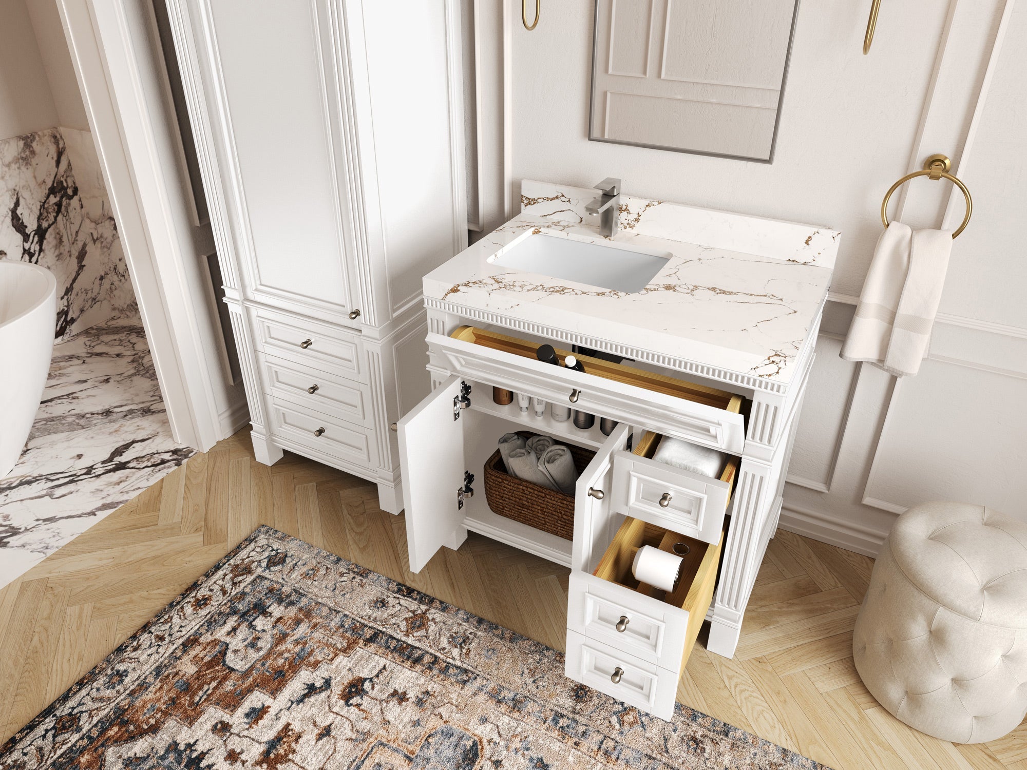 Paris 36 in. W x 22 in. D Left Offset Sink Bathroom Vanity - Willow Bath and Vanity