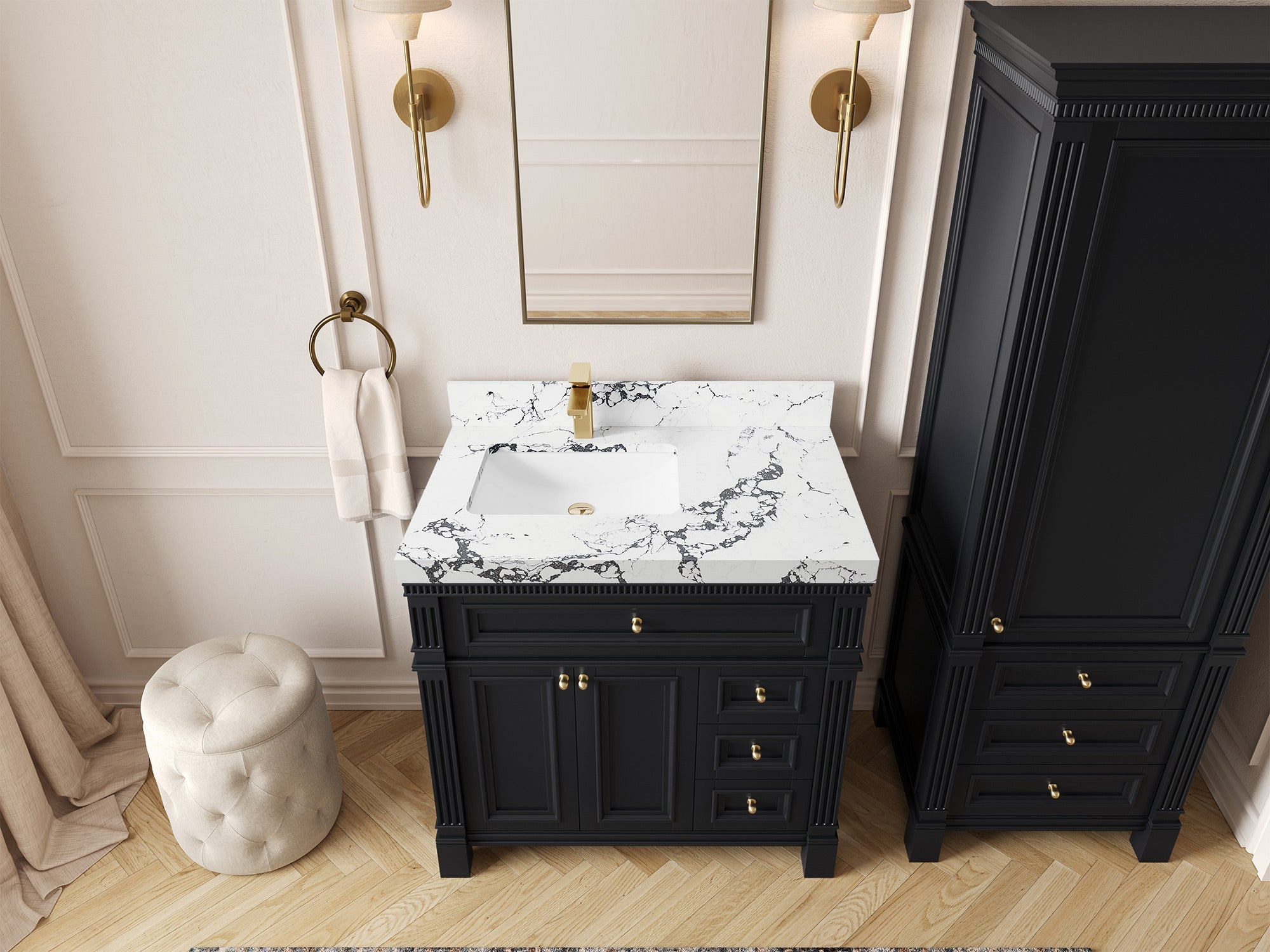 Paris 36 in. W x 22 in. D Left Offset Sink Bathroom Vanity - Willow Bath and Vanity