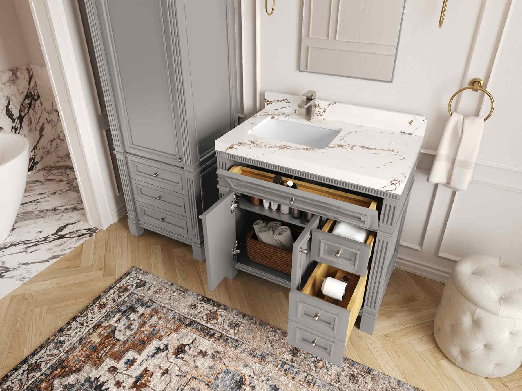 Paris 36 in. W x 22 in. D Left Offset Sink Bathroom Vanity - Willow Bath and Vanity