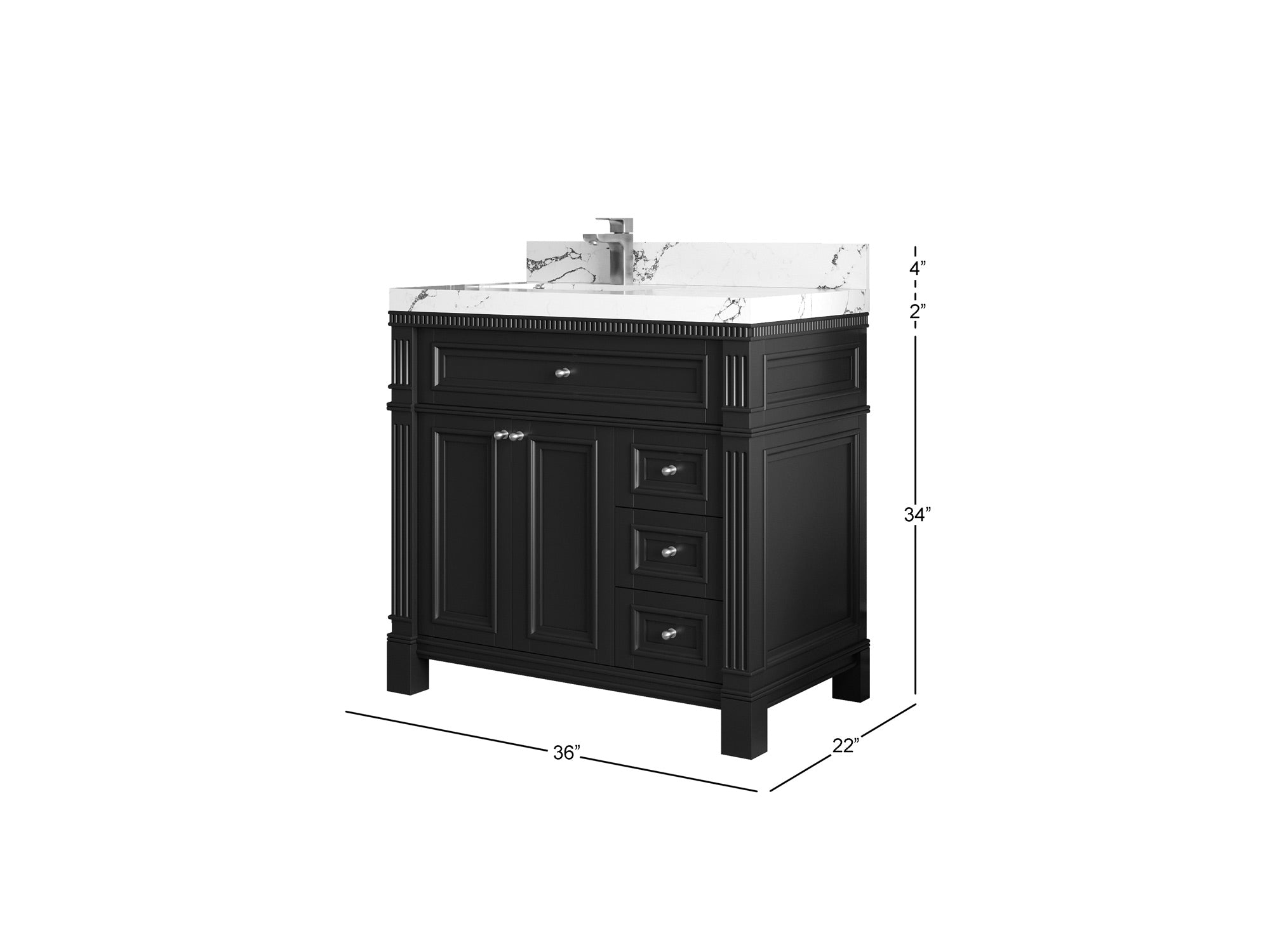 Paris 36 in. W x 22 in. D Left Offset Sink Bathroom Vanity - Willow Bath and Vanity