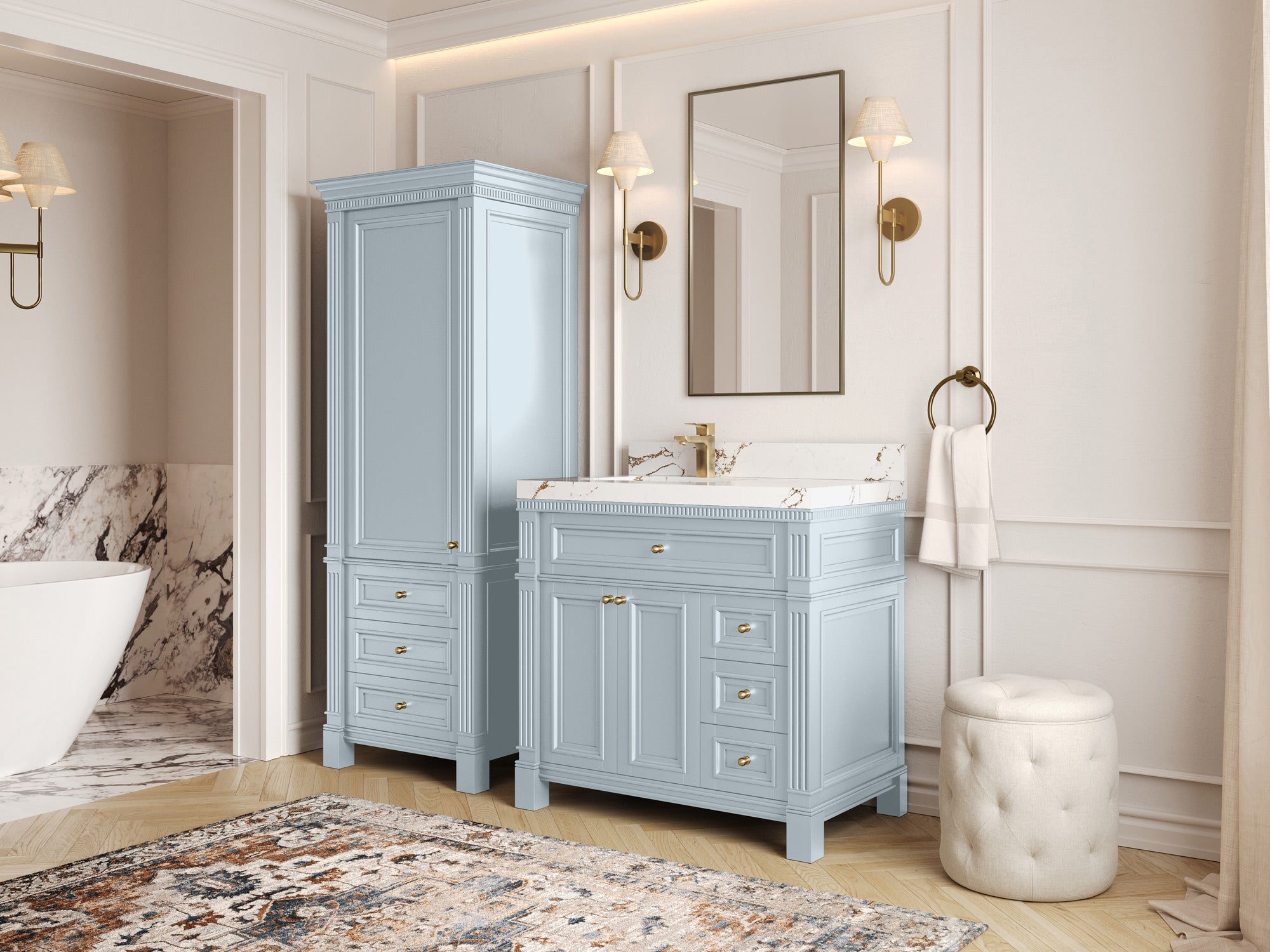 Paris 36 in. W x 22 in. D Left Offset Sink Bathroom Vanity - Willow Bath and Vanity