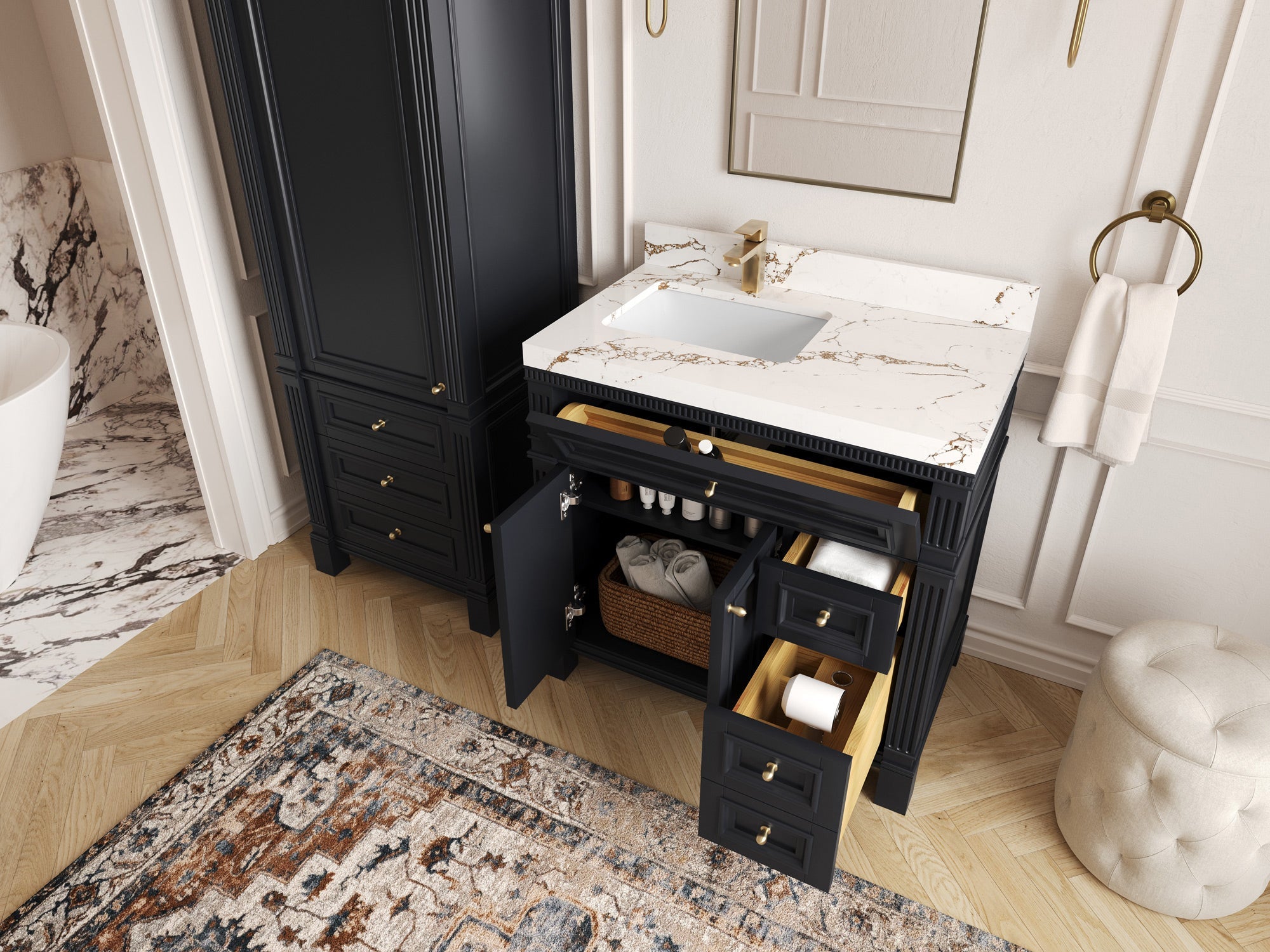 Paris 36 in. W x 22 in. D Left Offset Sink Bathroom Vanity - Willow Bath and Vanity