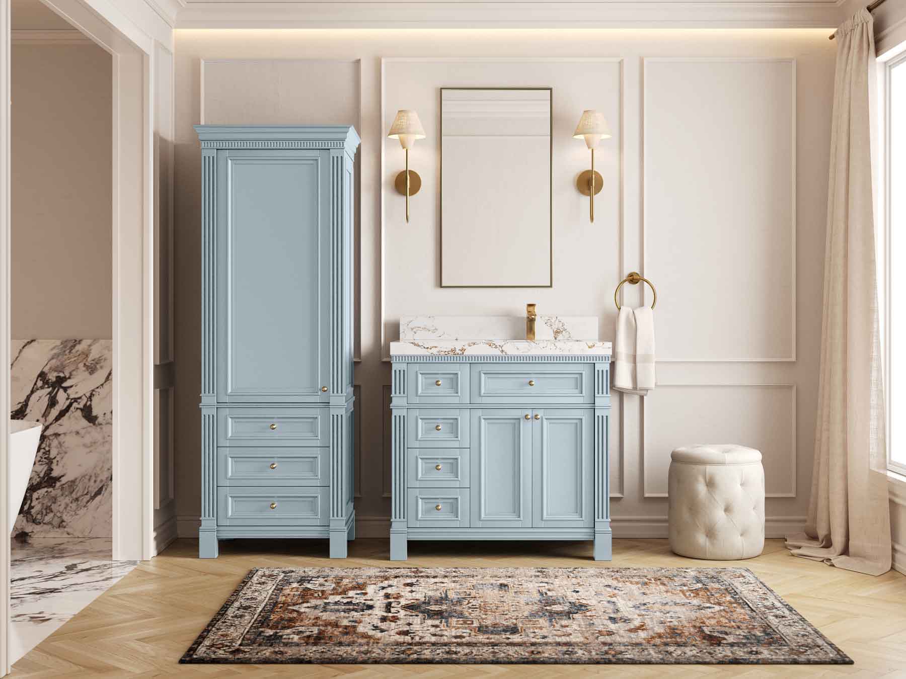 Paris 36 in. W x 22 in. D Right Offset Sink Bathroom Vanity - Willow Bath and Vanity