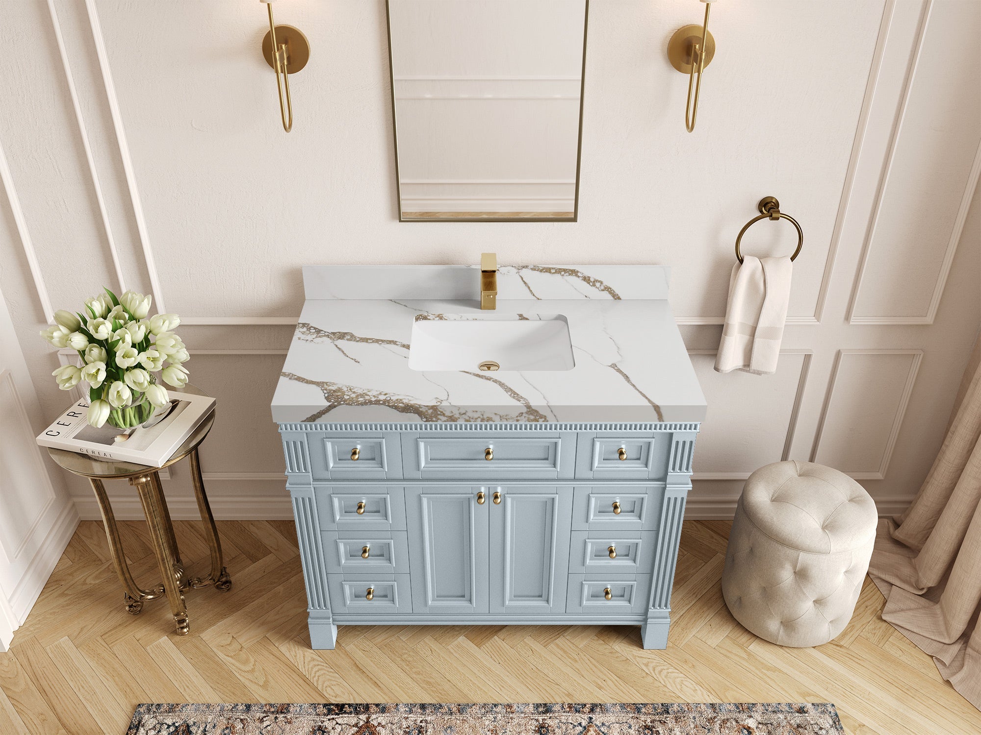 Paris 42 in. W x 22 in. D Single Sink Bathroom Vanity - Willow Bath and Vanity