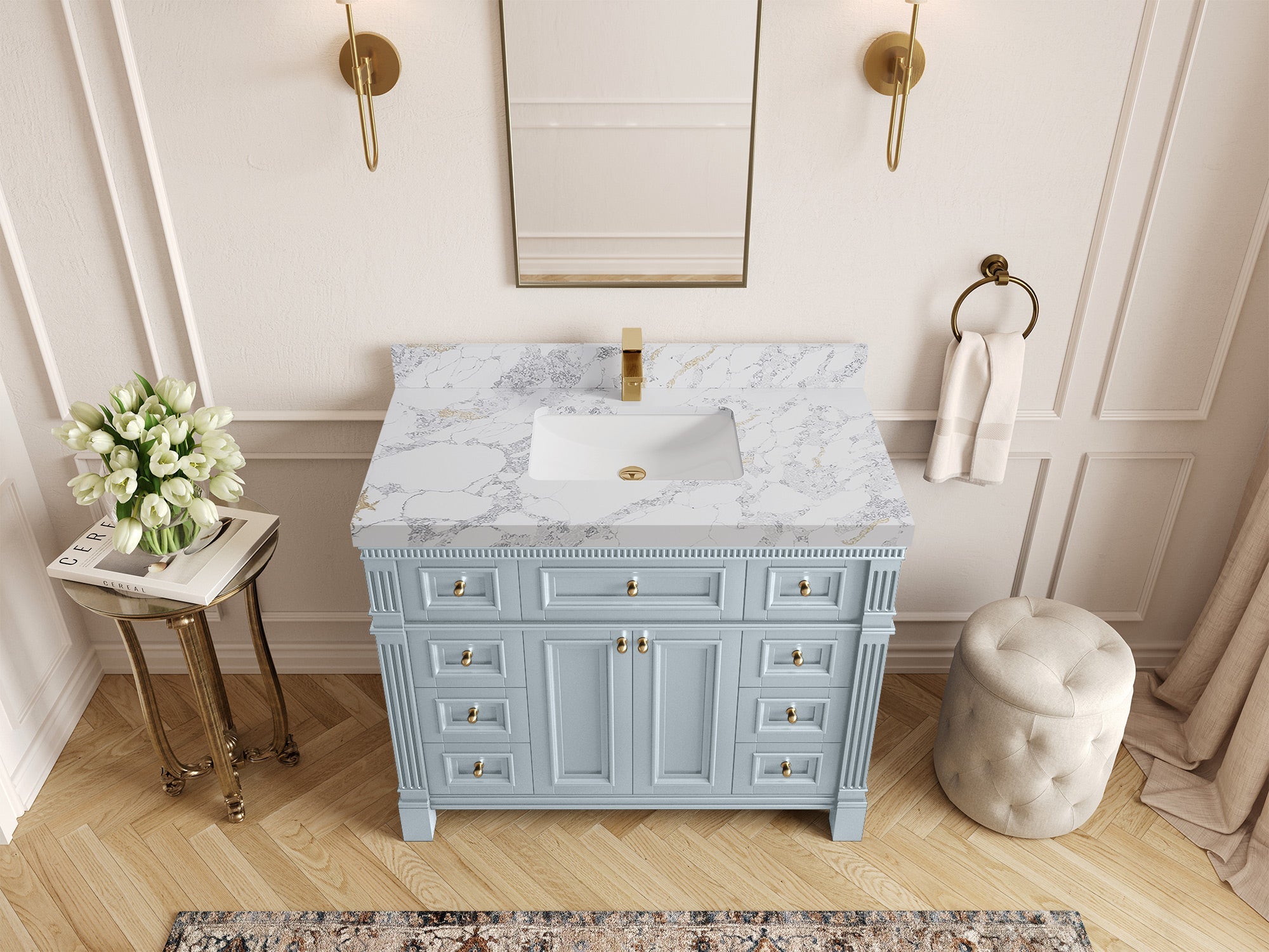 Paris 42 in. W x 22 in. D Single Sink Bathroom Vanity - Willow Bath and Vanity