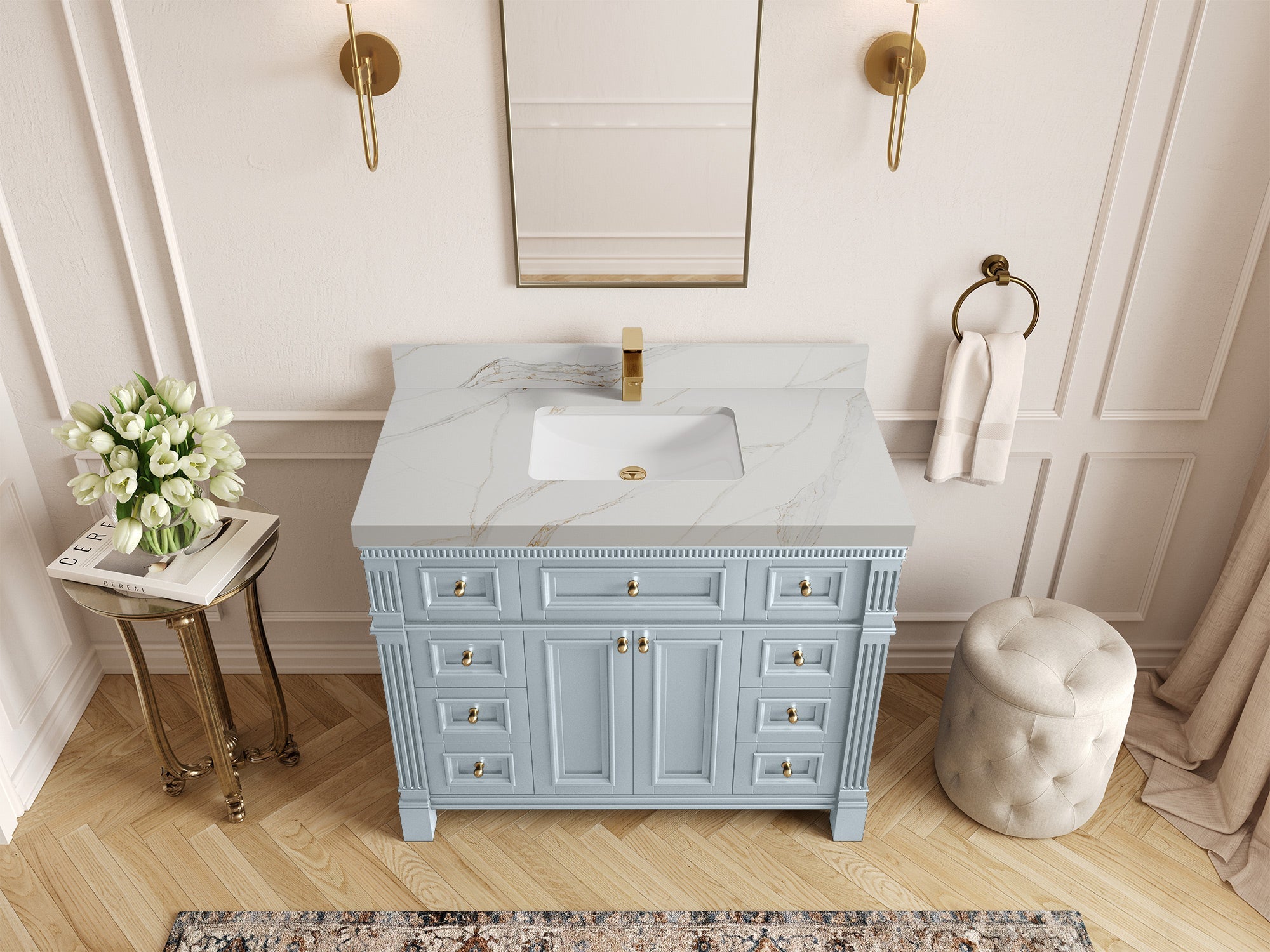 Paris 42 in. W x 22 in. D Single Sink Bathroom Vanity - Willow Bath and Vanity