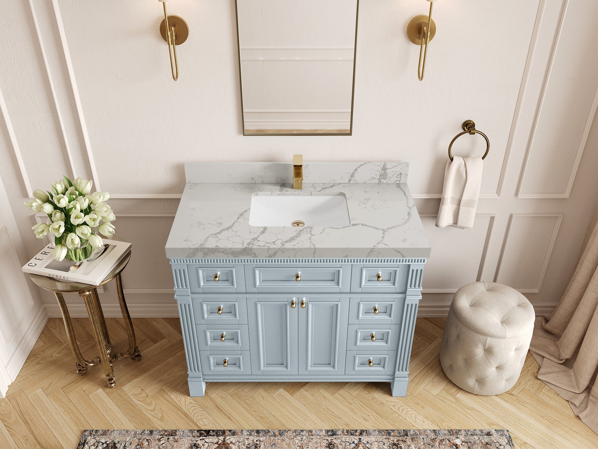 Paris 42 in. W x 22 in. D Single Sink Bathroom Vanity - Willow Bath and Vanity