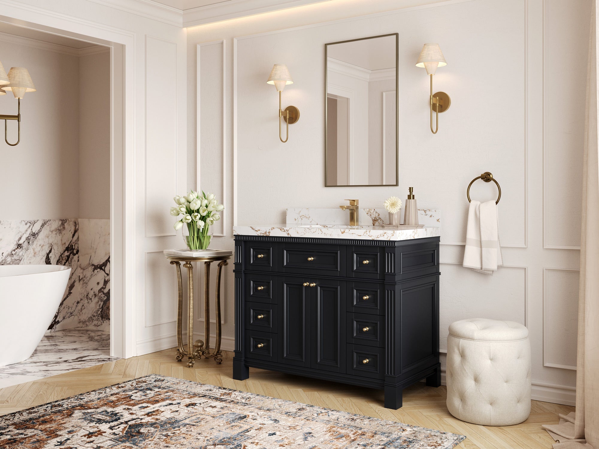 Paris 42 in. W x 22 in. D Single Sink Bathroom Vanity - Willow Bath and Vanity