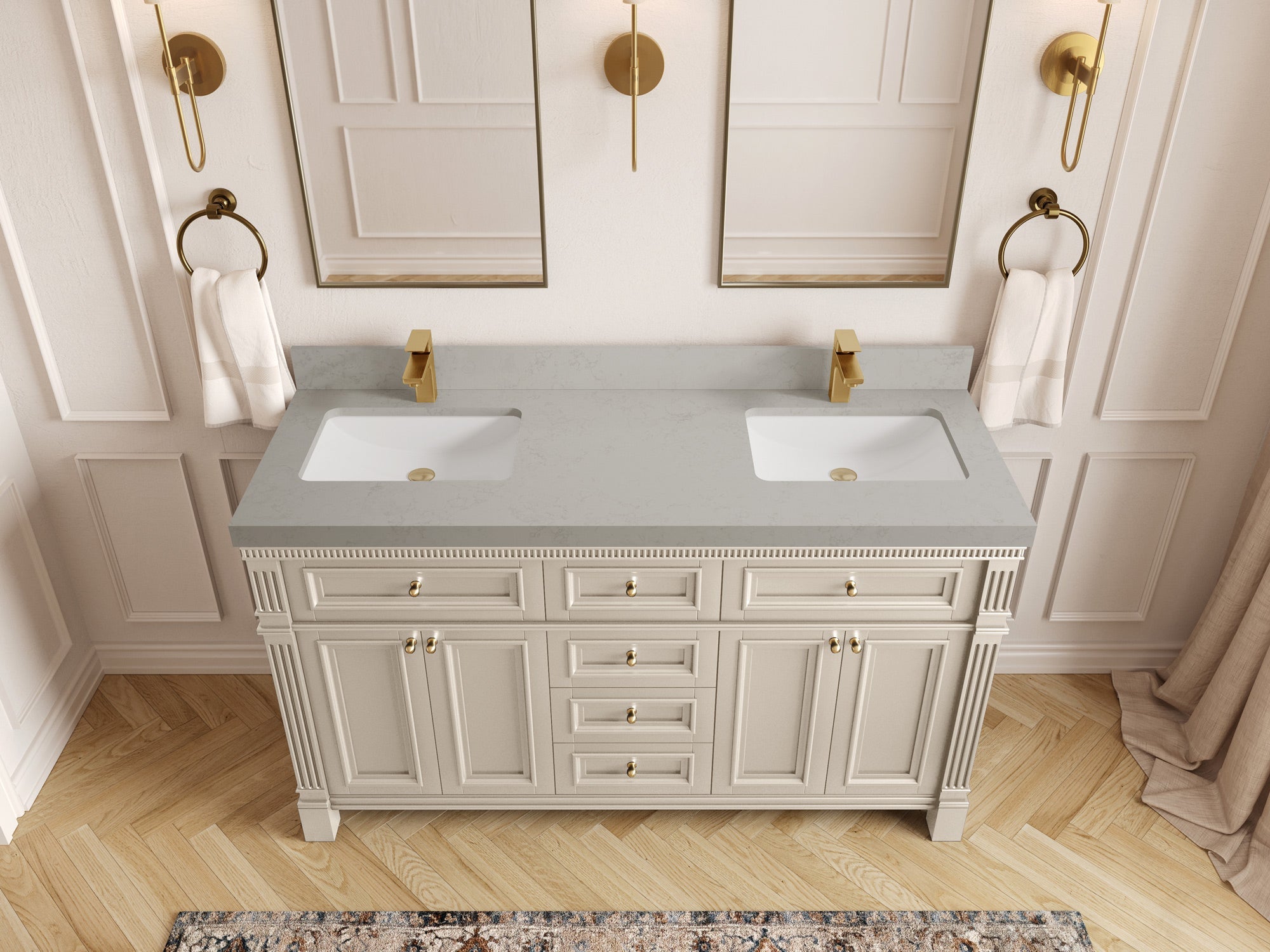 Paris 60 in. W x 22 in. D Double Sink Bathroom Vanity - Willow Bath and Vanity