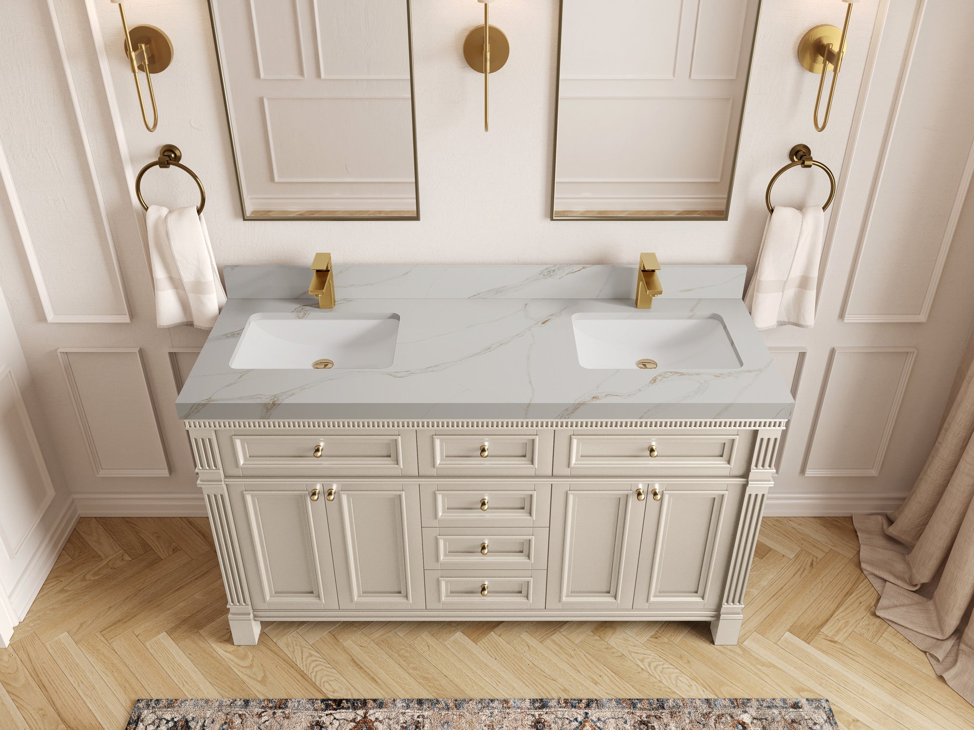 Paris 60 in. W x 22 in. D Double Sink Bathroom Vanity - Willow Bath and Vanity