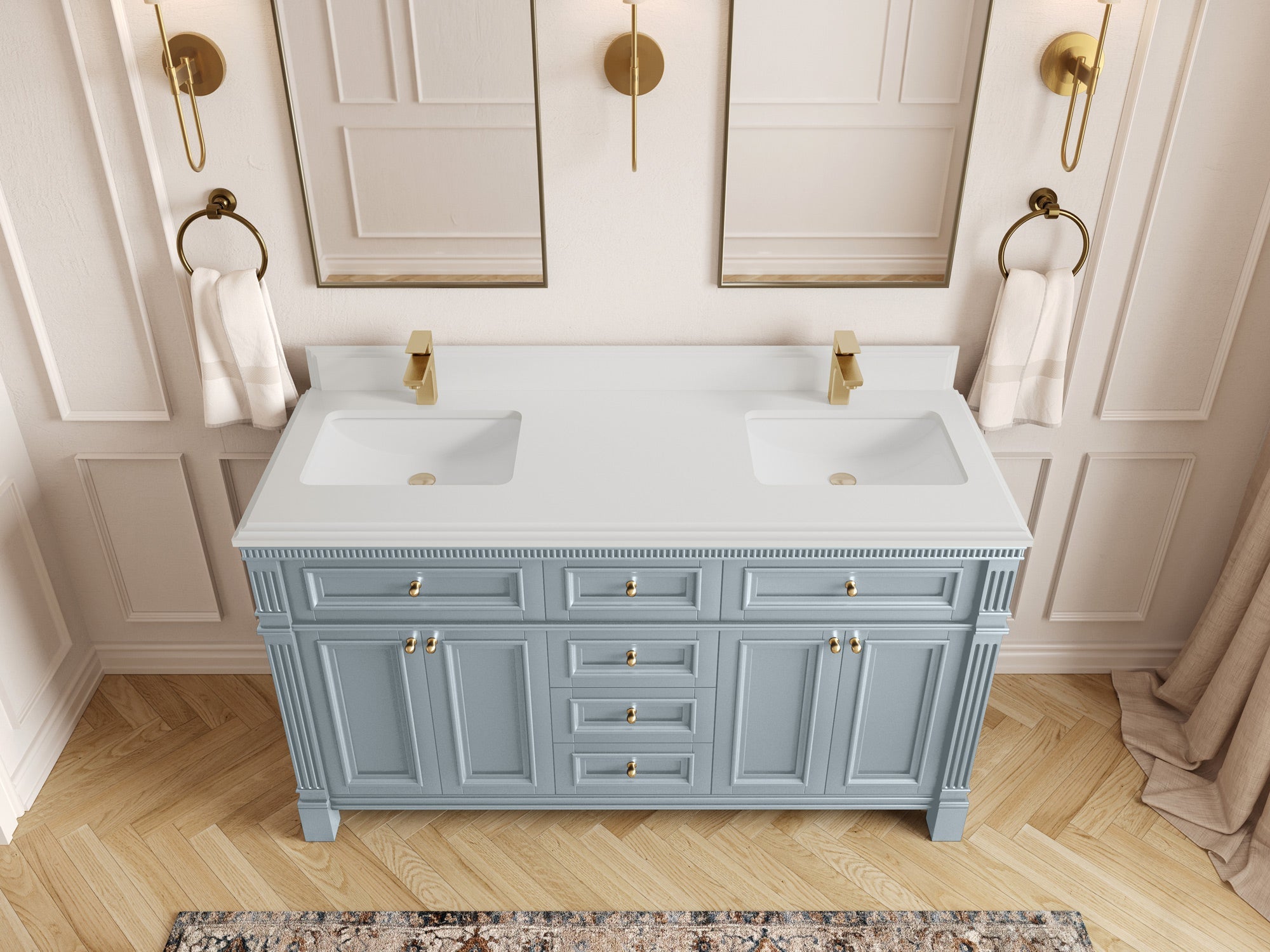 Paris 60 in. W x 22 in. D Double Sink Bathroom Vanity - Willow Bath and Vanity