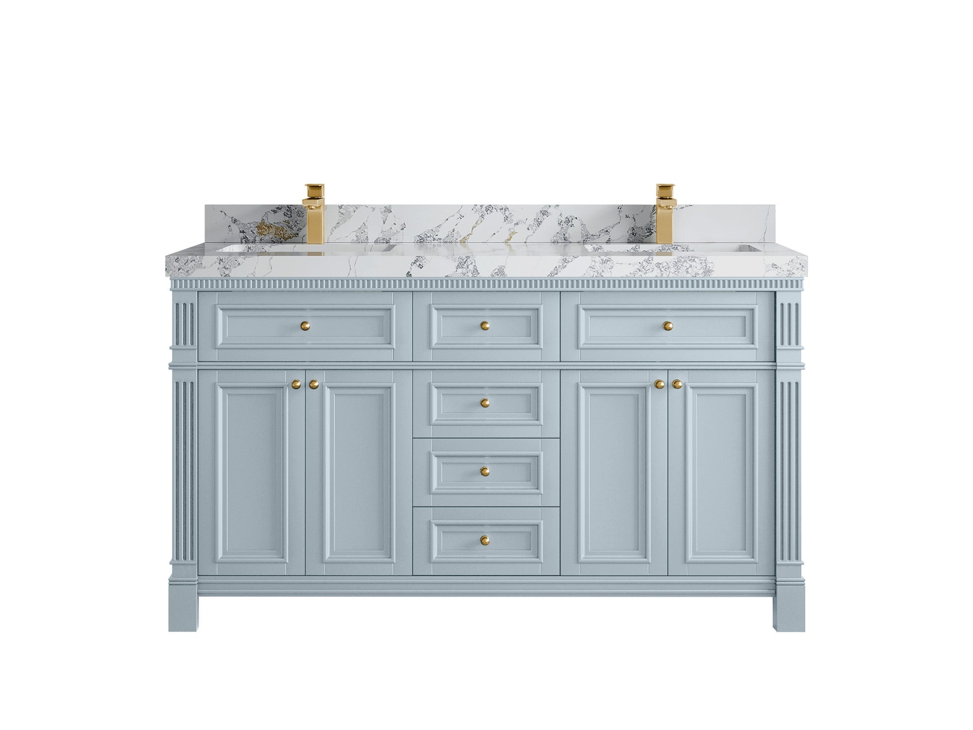 Paris 60 in. W x 22 in. D Double Sink Bathroom Vanity - Willow Bath and Vanity