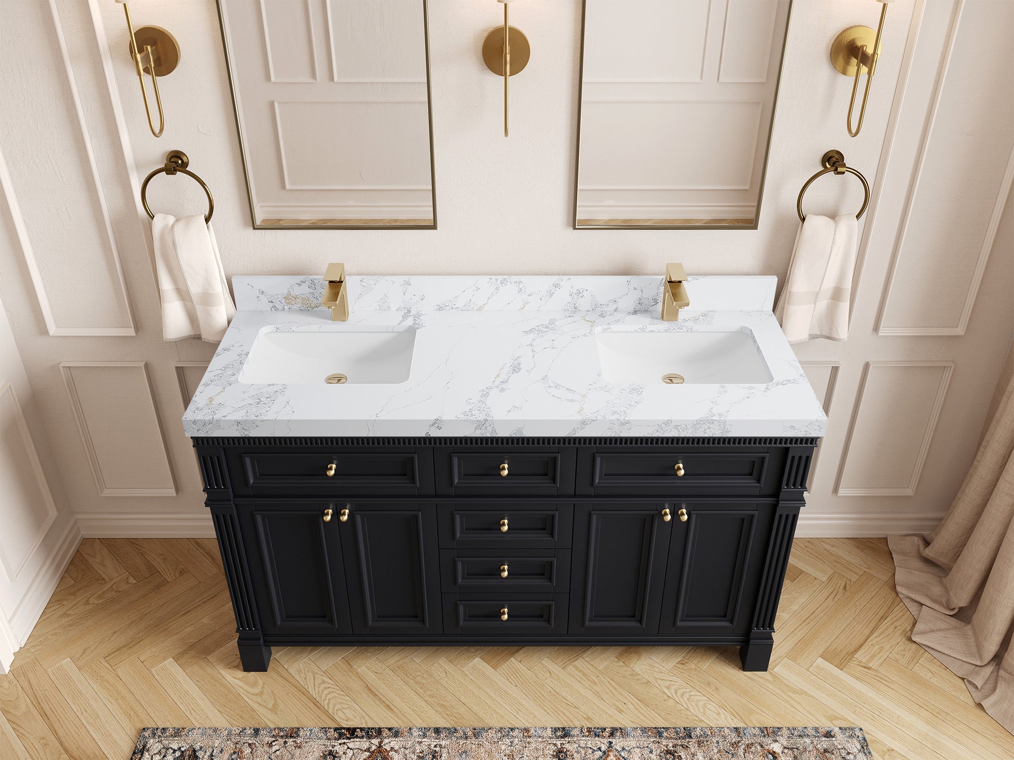 Paris 60 in. W x 22 in. D Double Sink Bathroom Vanity - Willow Bath and Vanity