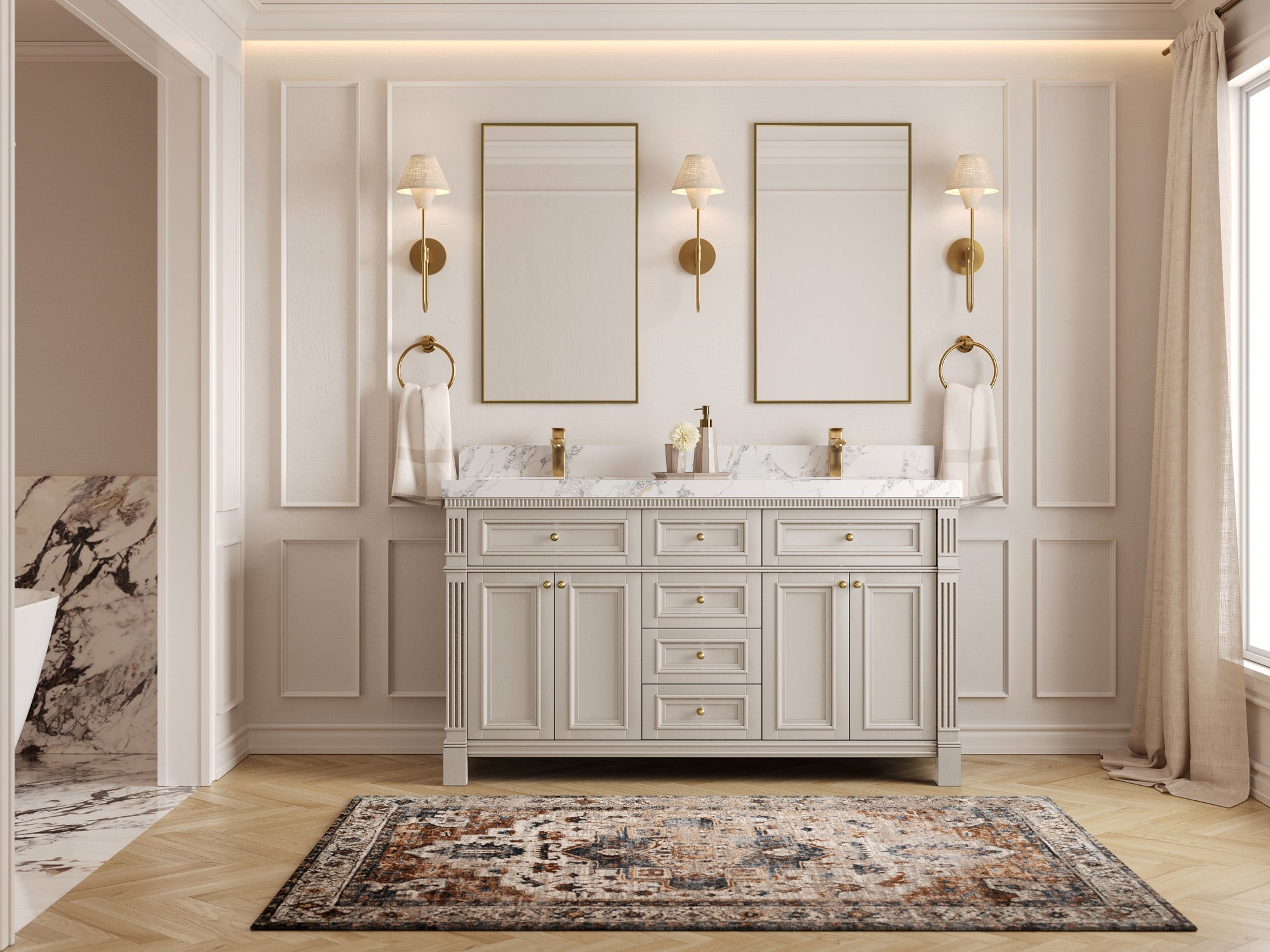 Paris 60 in. W x 22 in. D Double Sink Bathroom Vanity - Willow Bath and Vanity