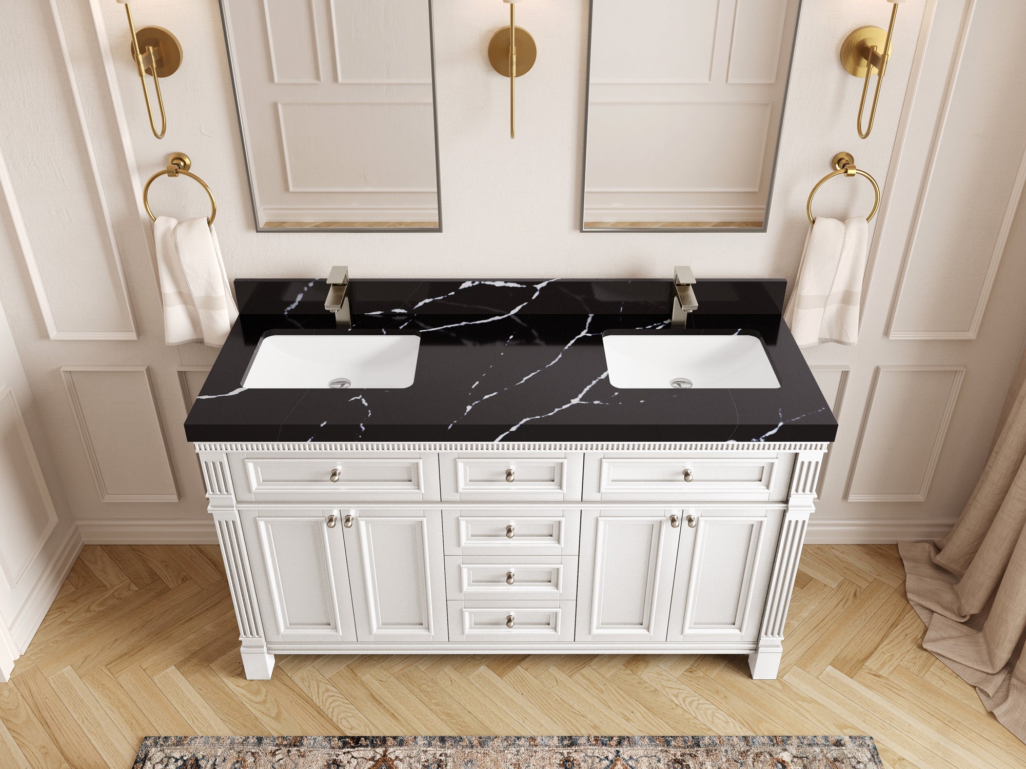 Paris 60 in. W x 22 in. D Double Sink Bathroom Vanity - Willow Bath and Vanity