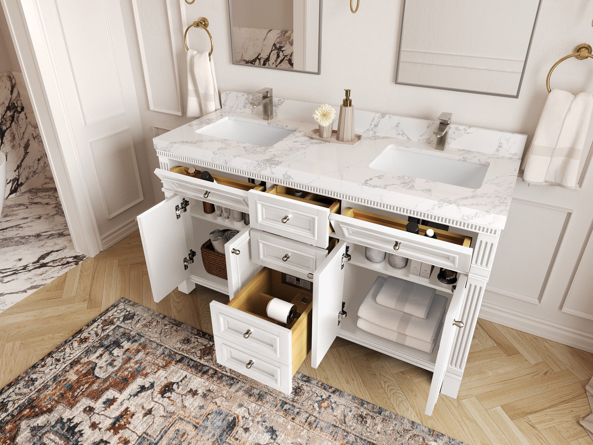 Paris 60 in. W x 22 in. D Double Sink Bathroom Vanity - Willow Bath and Vanity