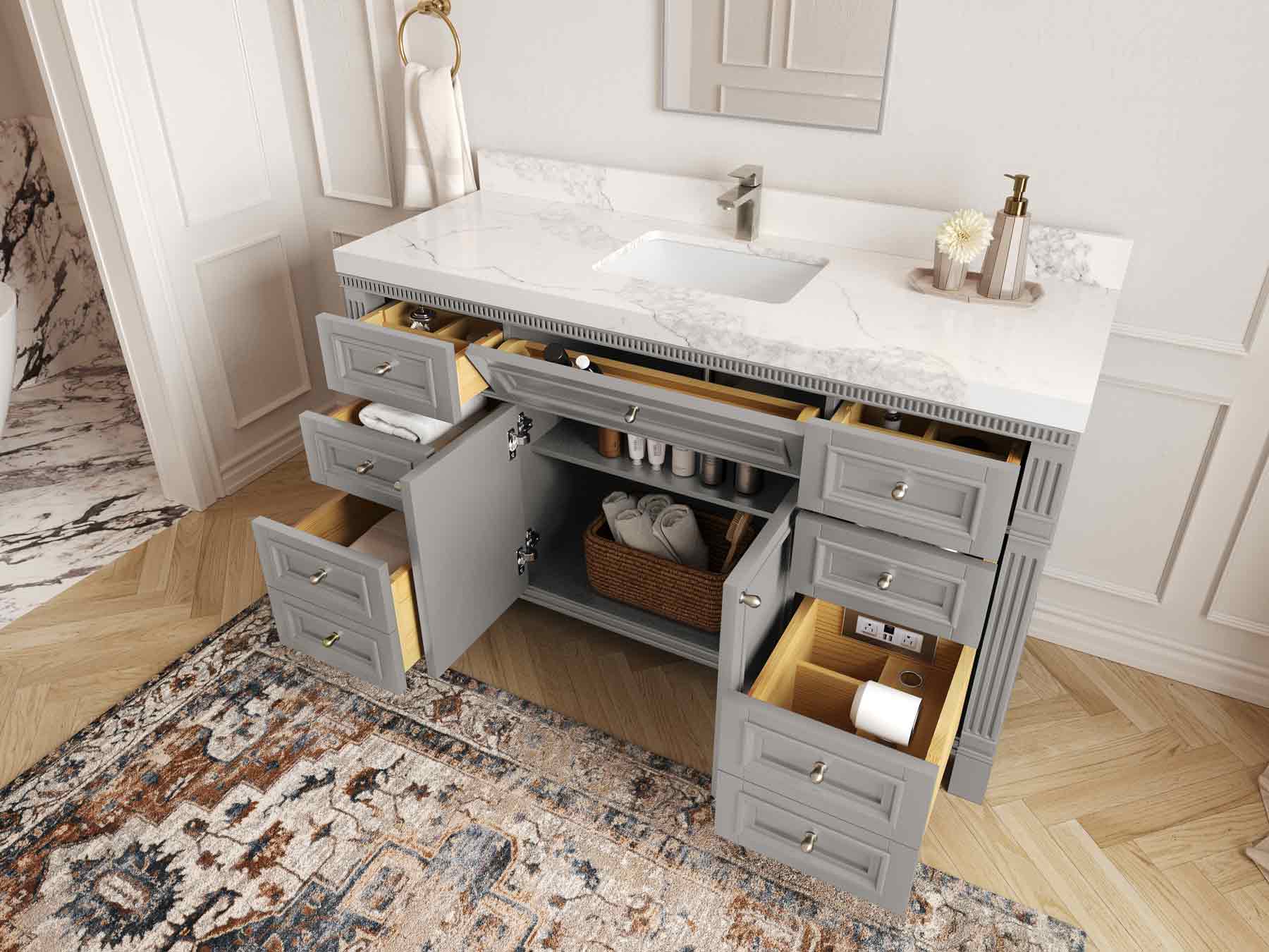 Paris 60 in. W x 22 in. D Single Sink Bathroom Vanity - Willow Bath and Vanity