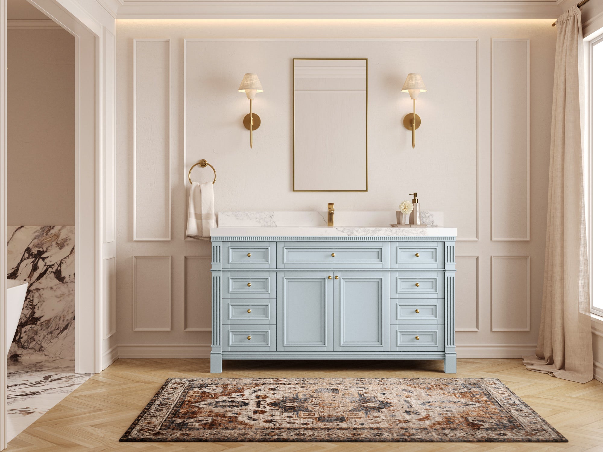 Paris 60 in. W x 22 in. D Single Sink Bathroom Vanity - Willow Bath and Vanity