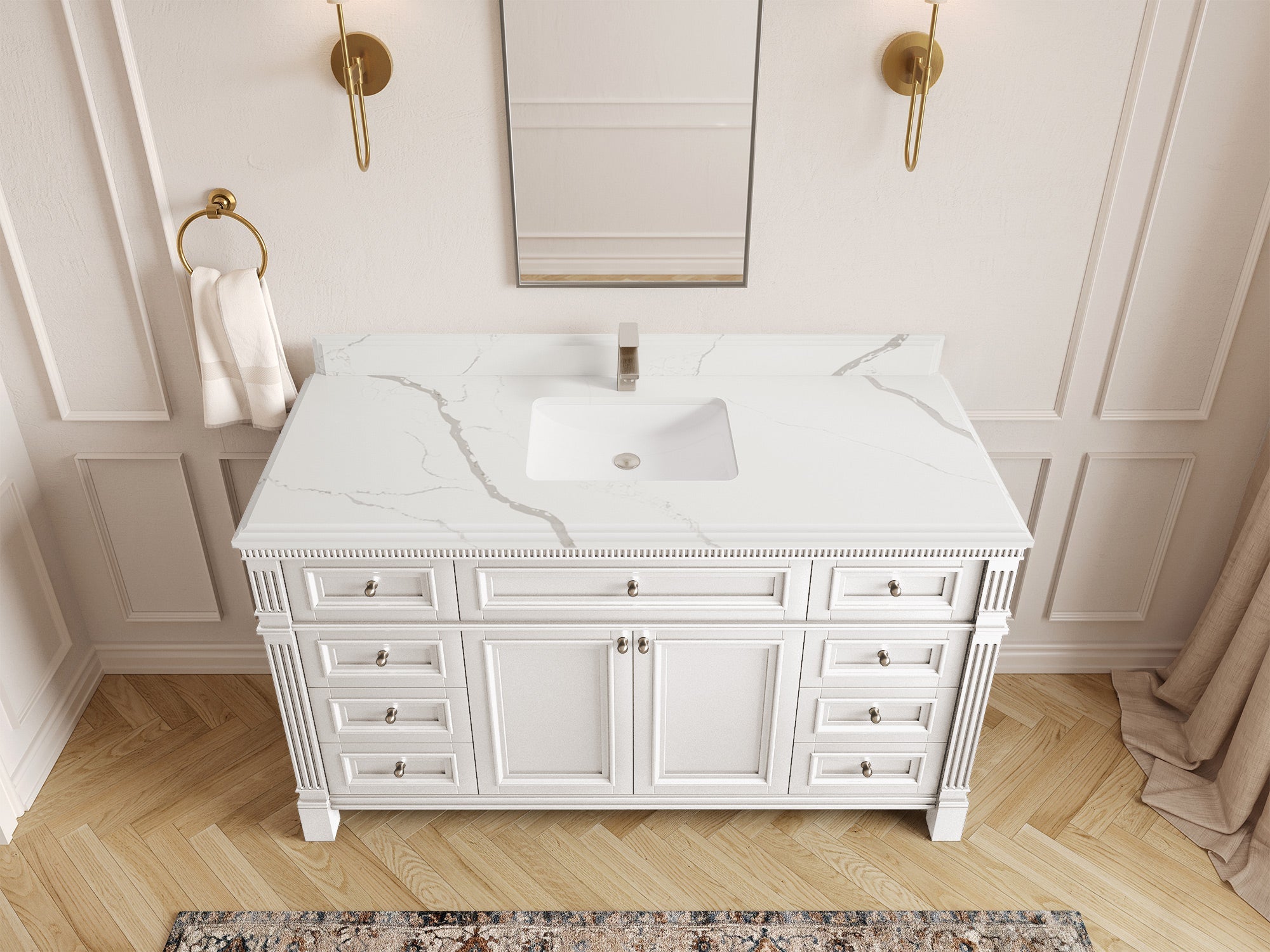 Paris 60 in. W x 22 in. D Single Sink Bathroom Vanity - Willow Bath and Vanity