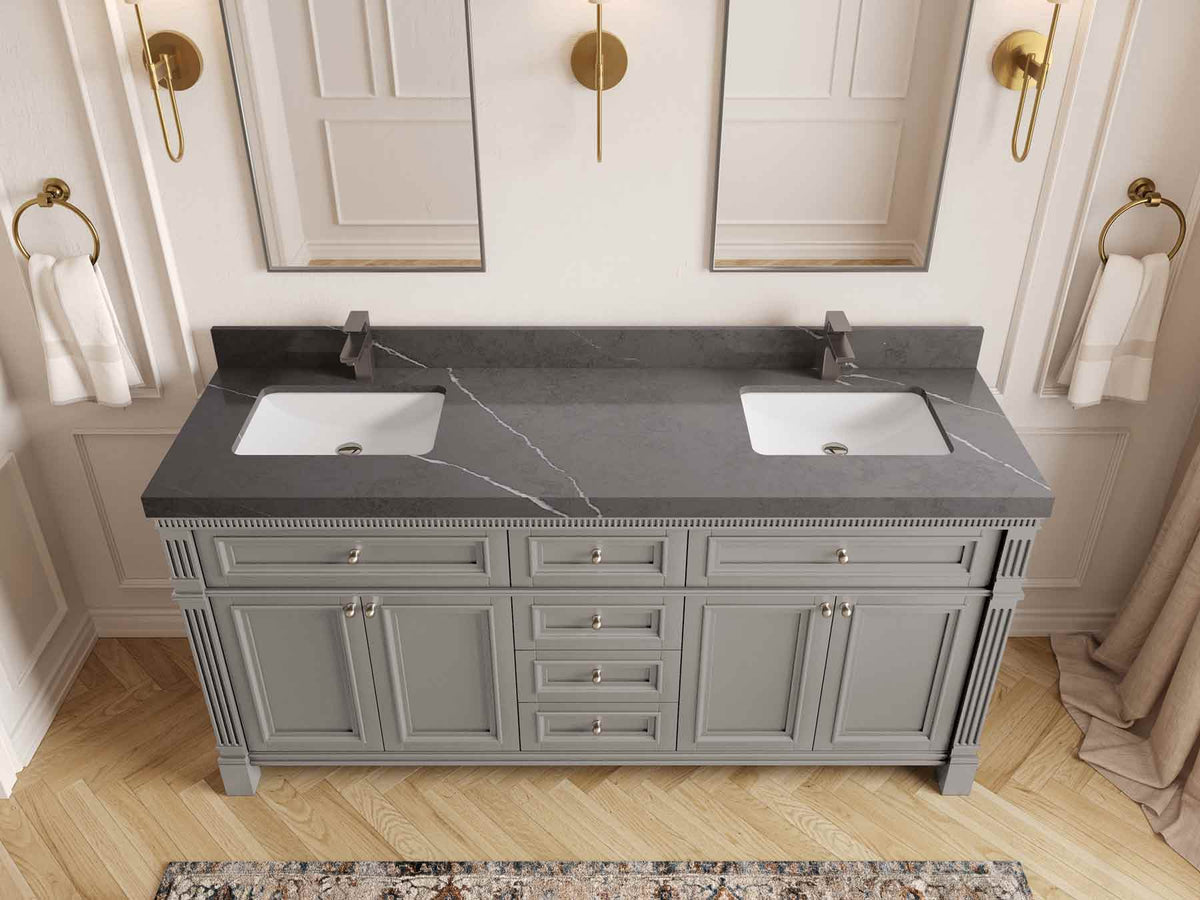 Paris 72 in. W x 22 in. D Double Sink Bathroom Vanity - Willow Bath and Vanity