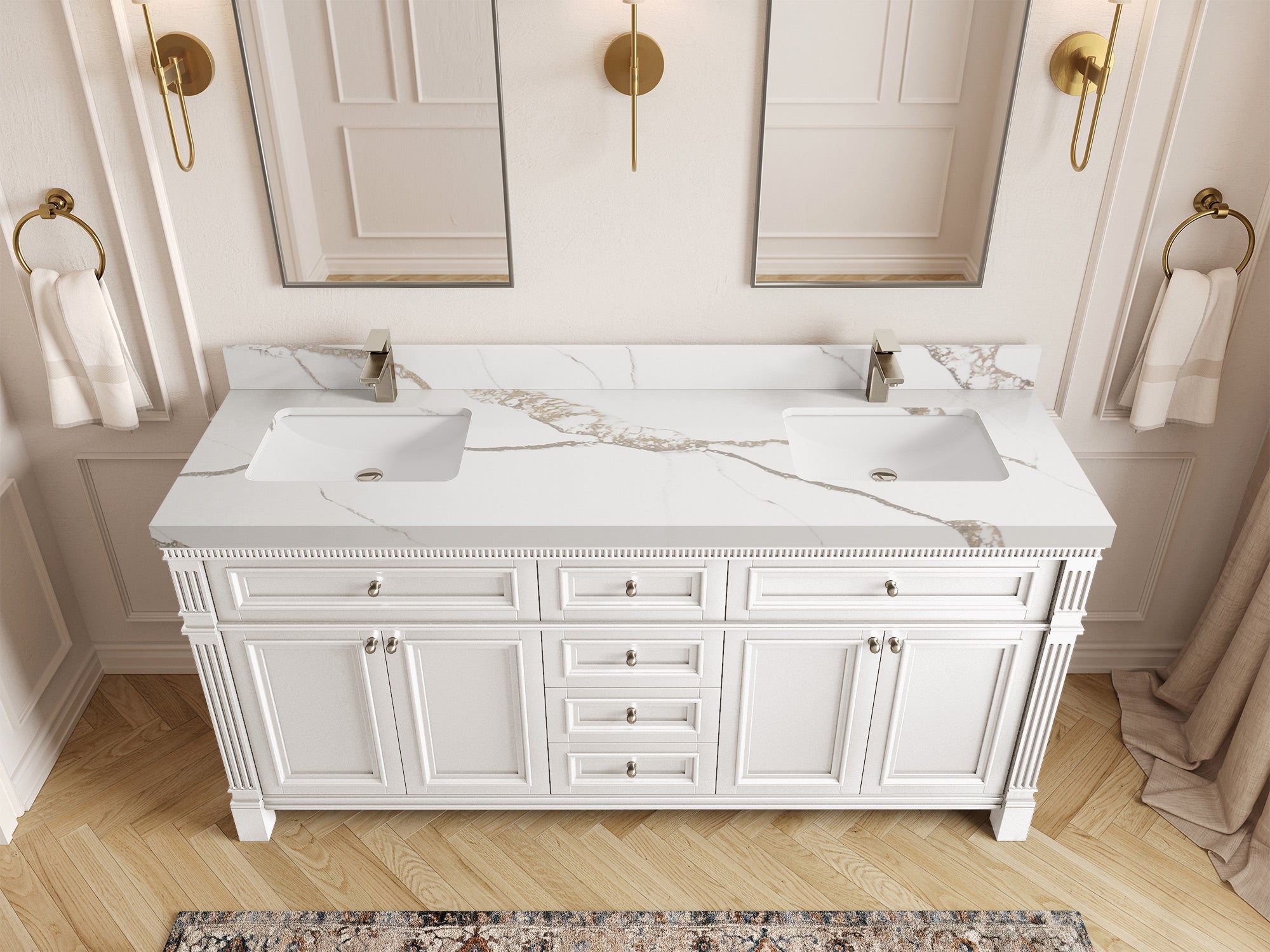 Paris 72 in. W x 22 in. D Double Sink Bathroom Vanity - Willow Bath and Vanity